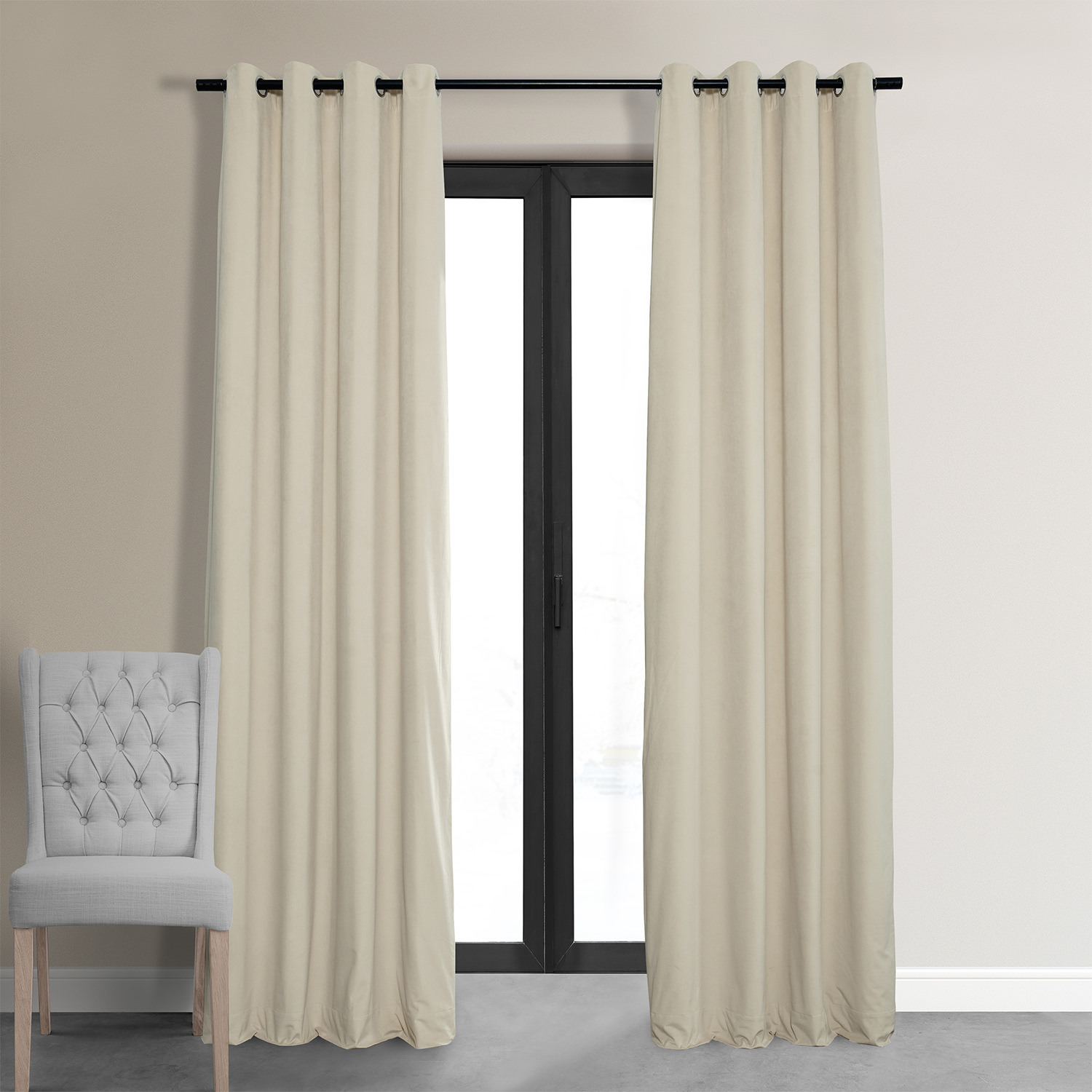 Signature Neutral Ground Grommet Blackout Velvet Curtain