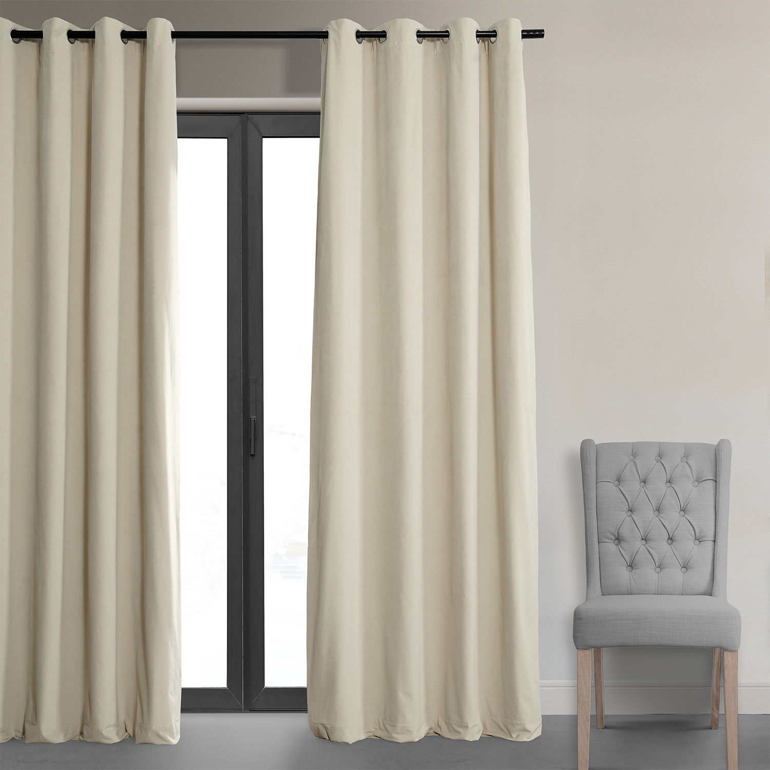 Signature Neutral Ground Grommet Blackout Velvet Curtain