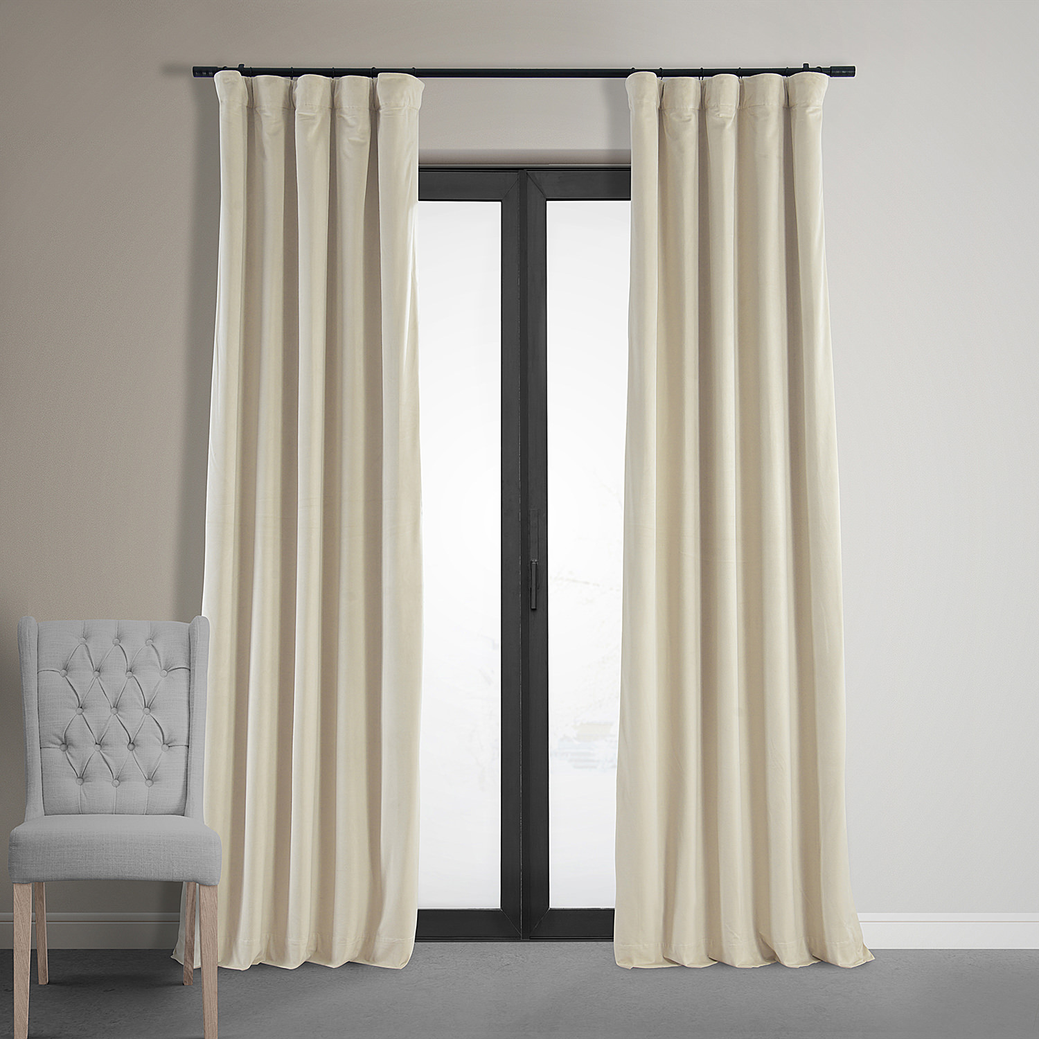 Signature Neutral Ground Blackout Velvet Curtain