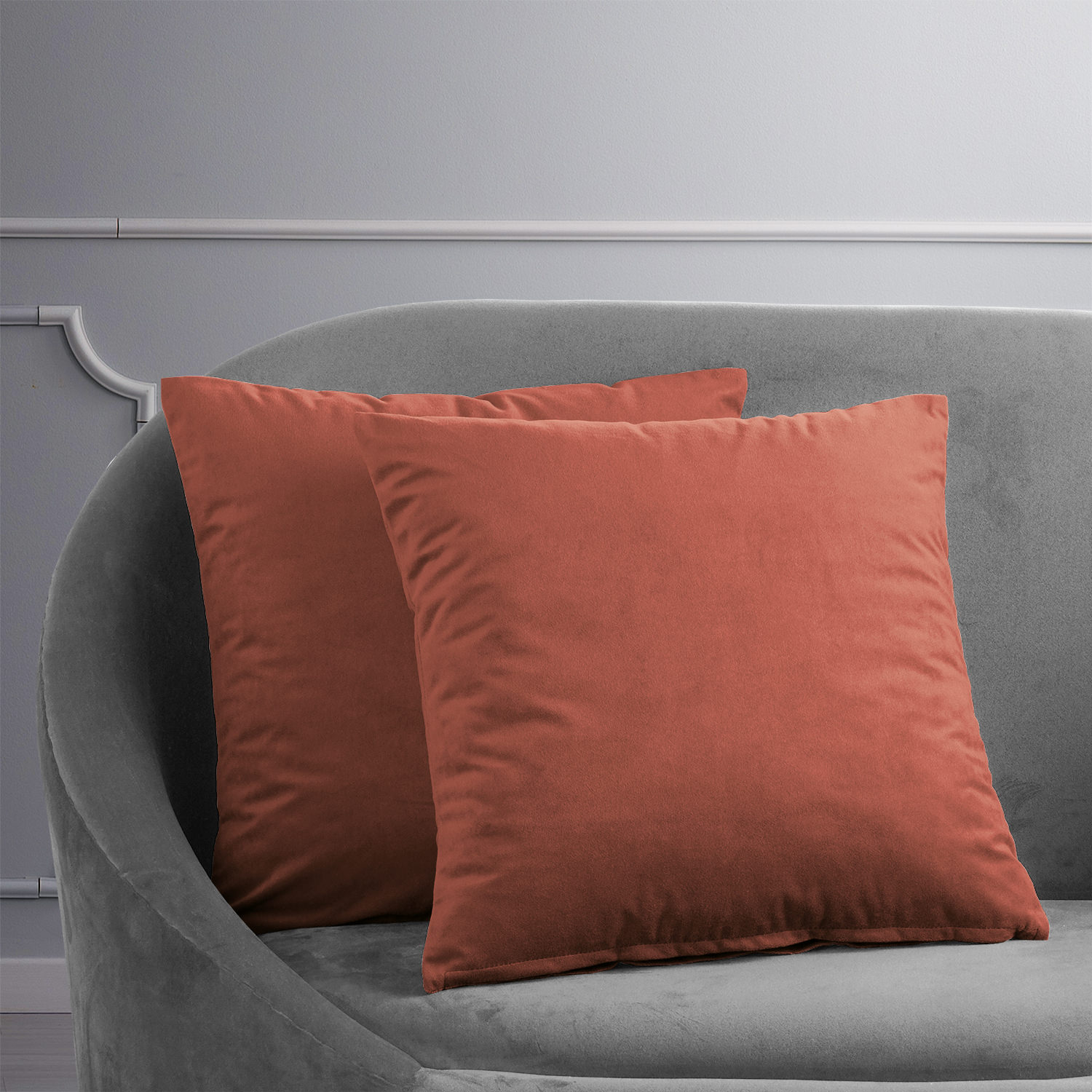 Signature Crimson Rust Velvet Cushion Cover - Pair