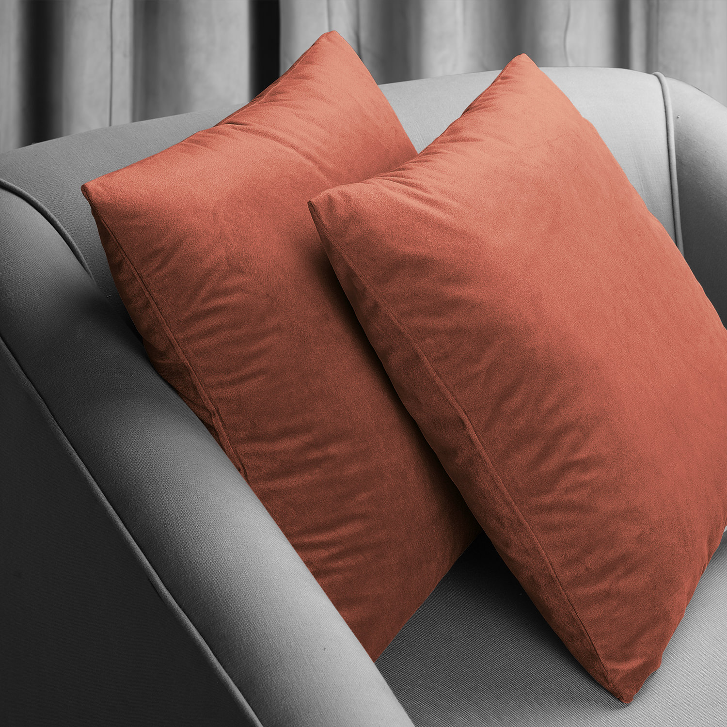 Signature Crimson Rust Velvet Cushion Cover - Pair