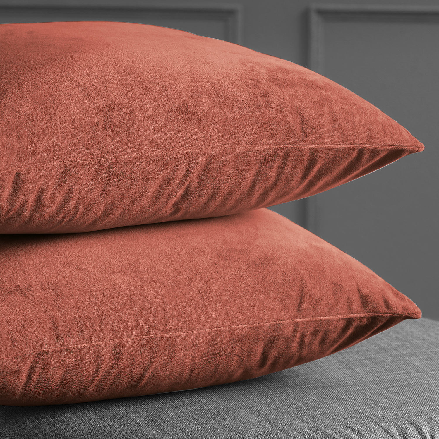 Signature Crimson Rust Velvet Cushion Cover - Pair