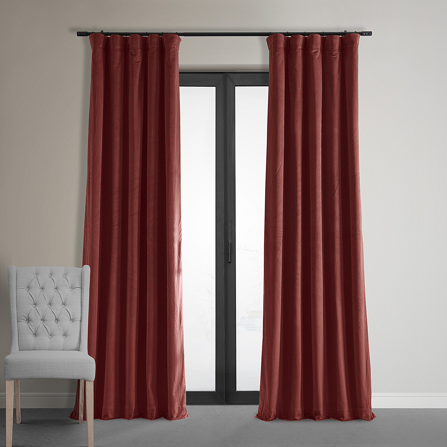 Signature Crimson Rust Blackout Velvet Curtain