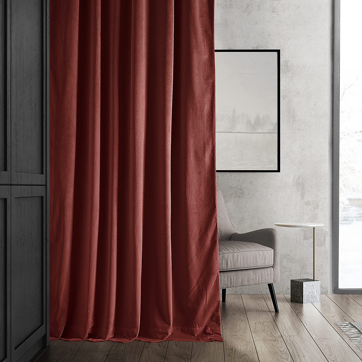 Signature Crimson Rust Blackout Velvet Curtain