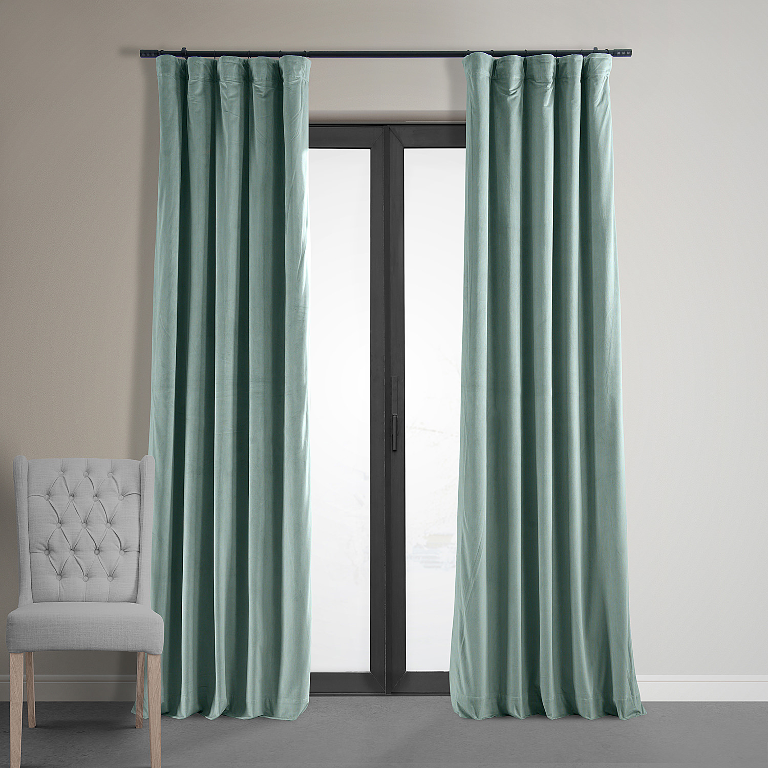 Signature Skylark Blue Blackout Velvet Curtain