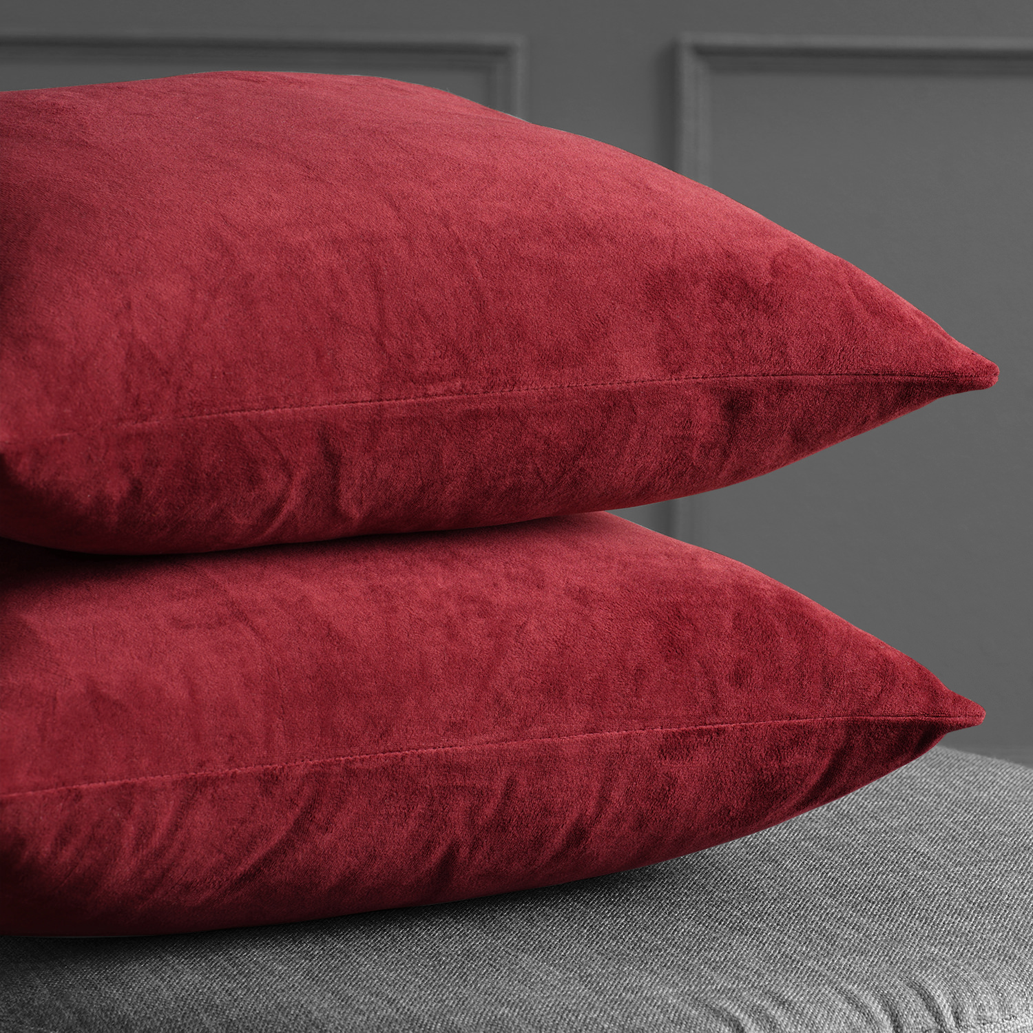 Signature Moroccan Red Velvet Cushion Cover - Pair