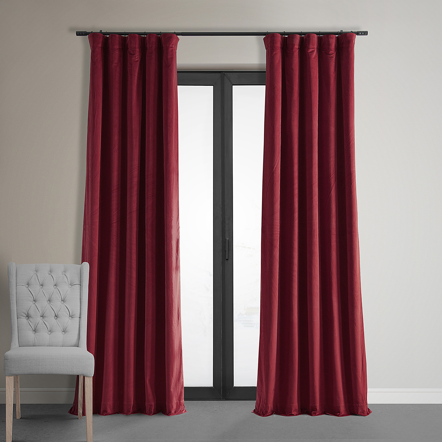 Signature Moroccan Red Blackout Velvet Curtain