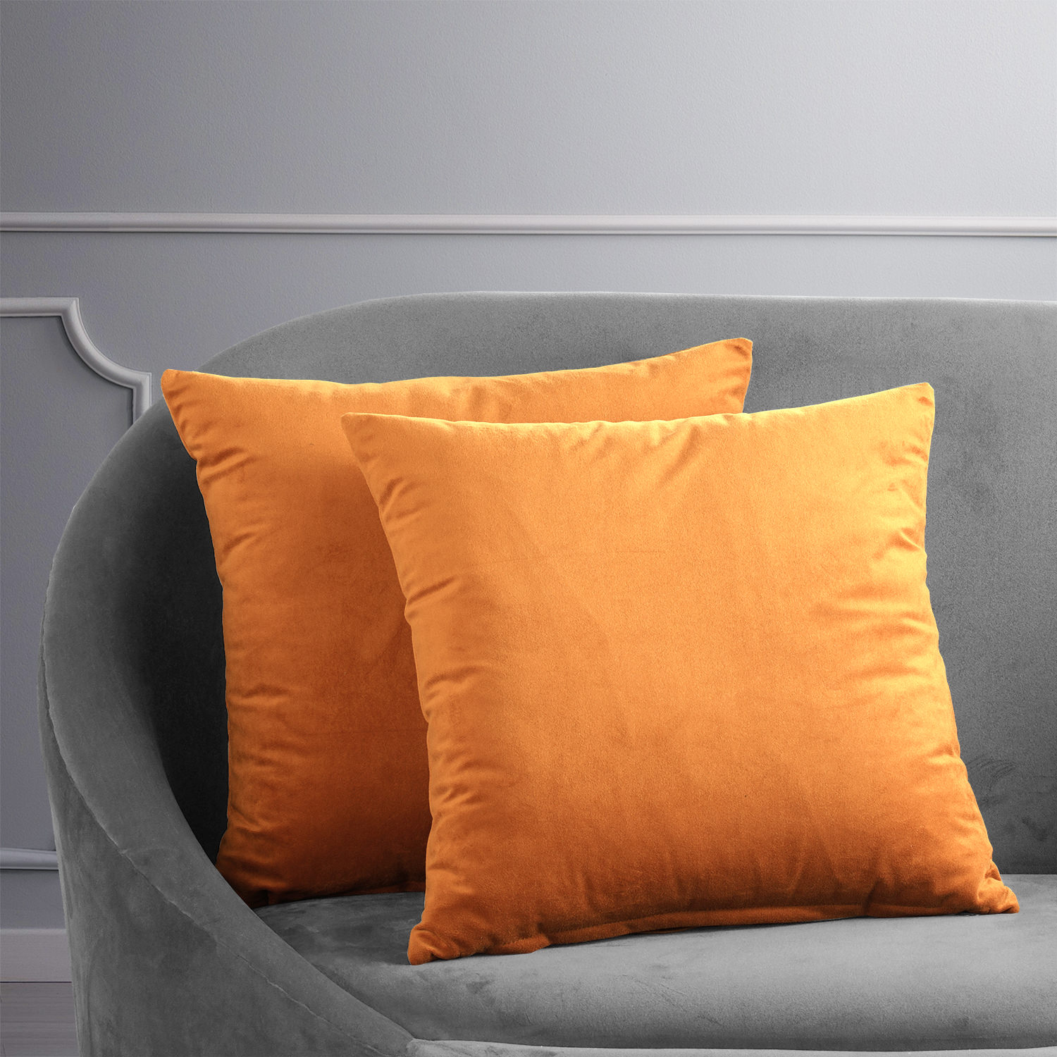 Signature Burnt Pumpkin Velvet Cushion Cover - Pair