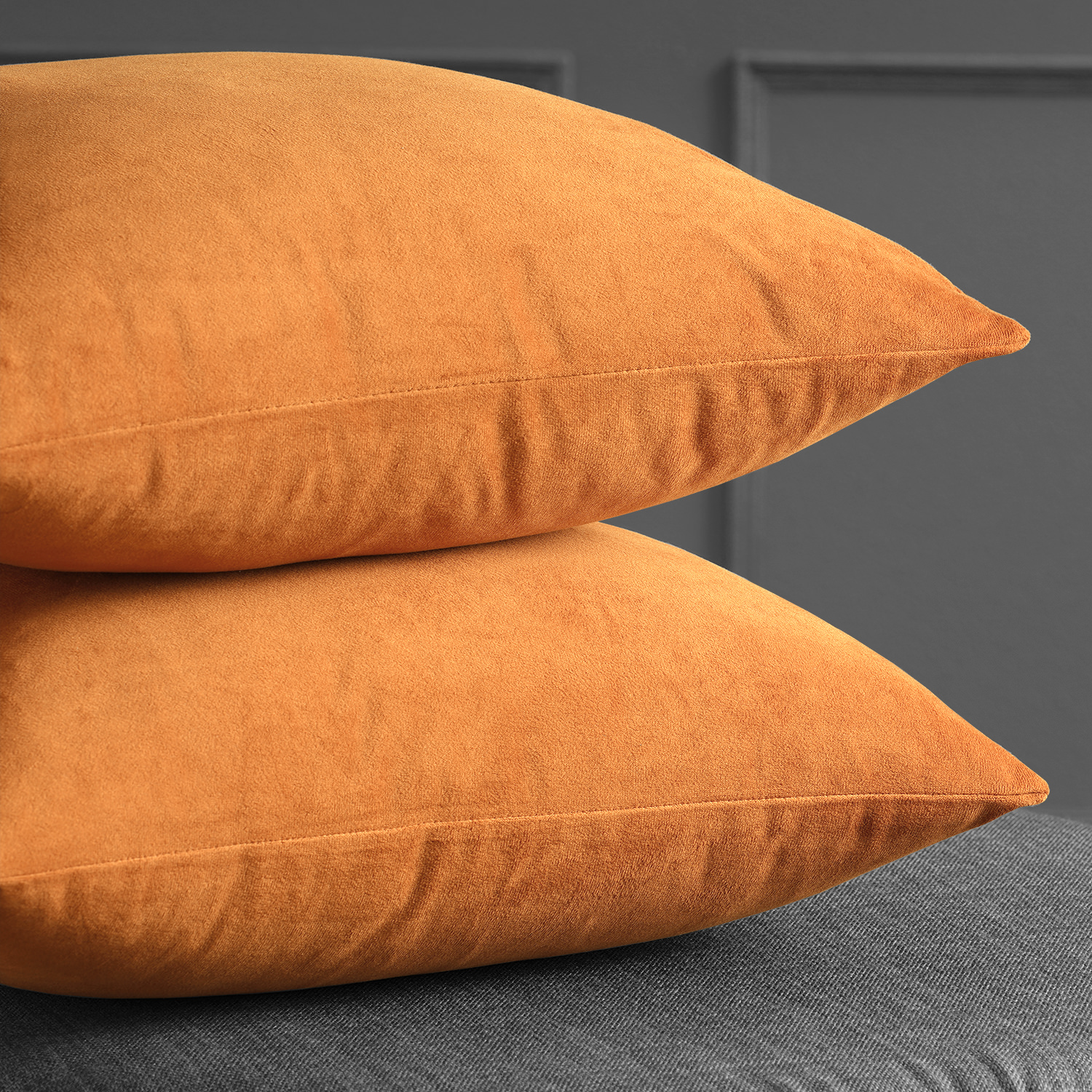 Signature Burnt Pumpkin Velvet Cushion Cover - Pair