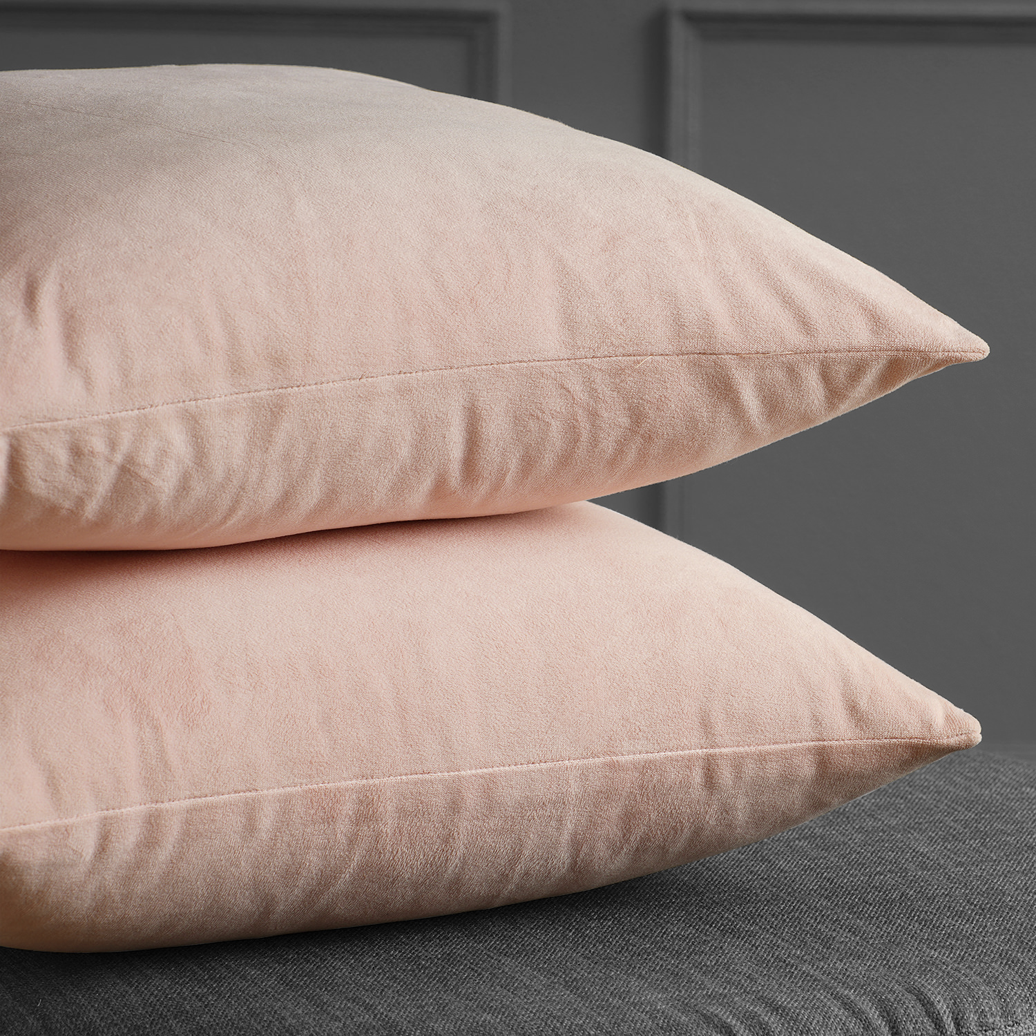 Signature Rosey Dawn Grey Velvet Cushion Cover - Pair