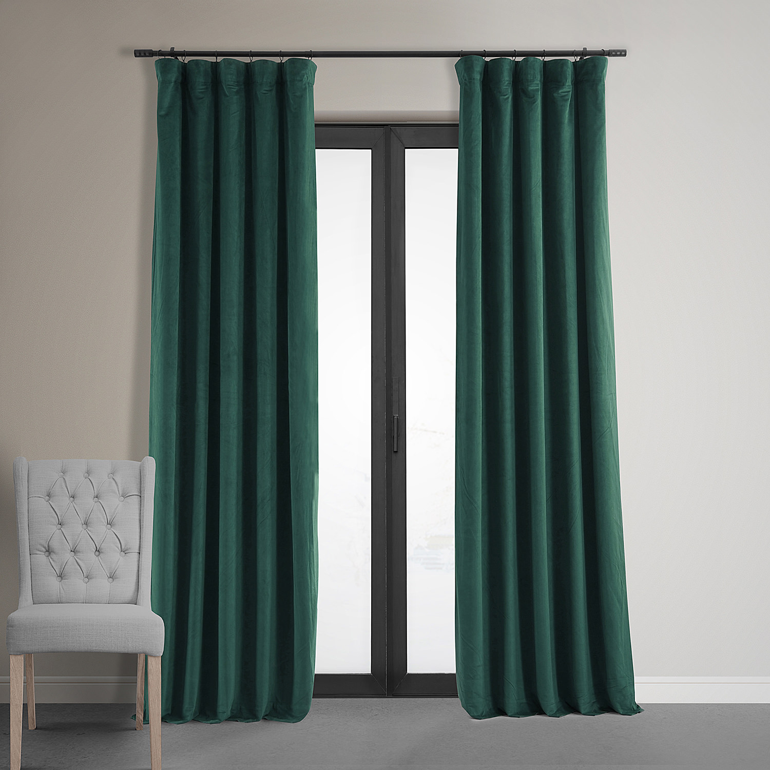 Signature Blackforest Green Blackout Velvet Curtain