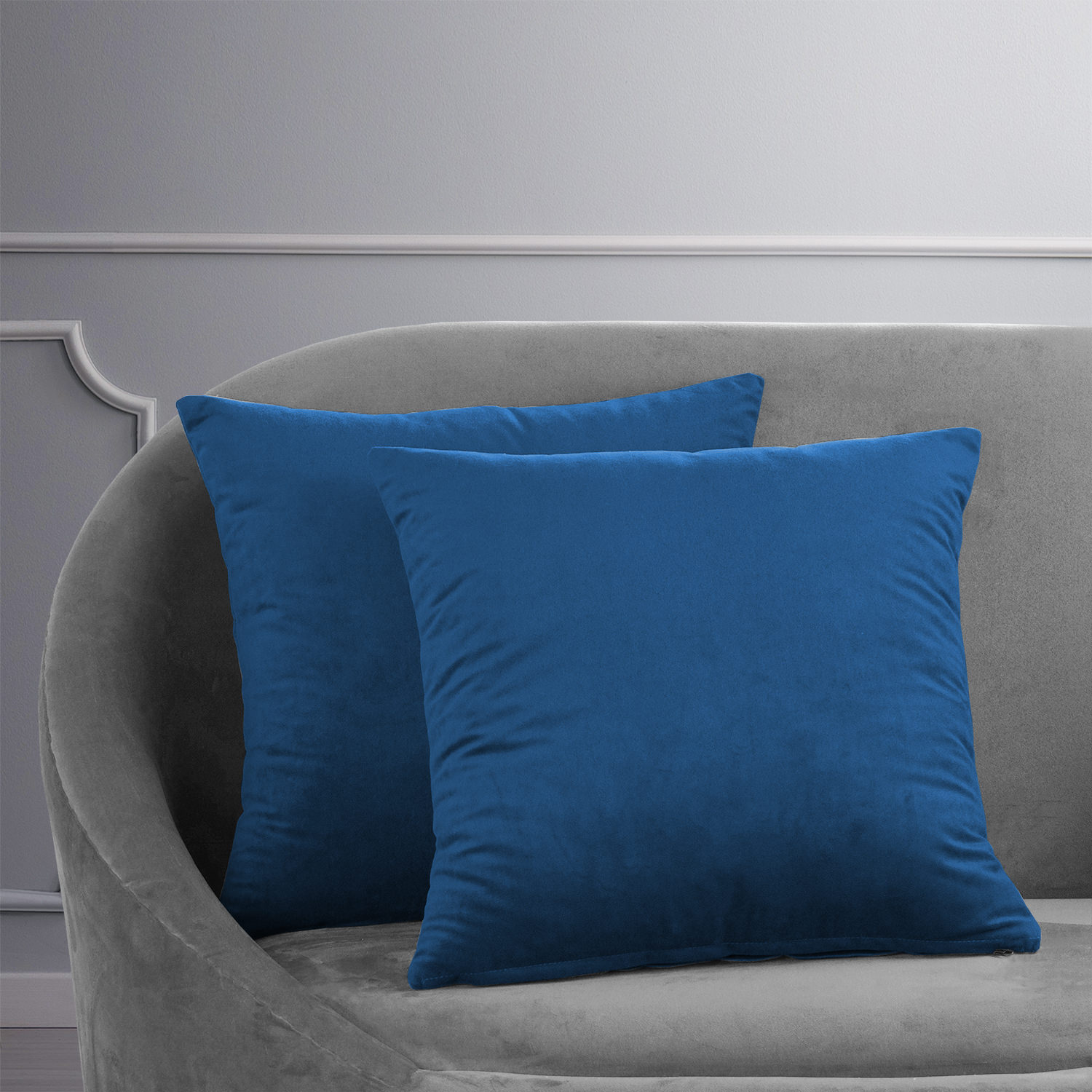 Signature Union Blue Velvet Cushion Cover - Pair