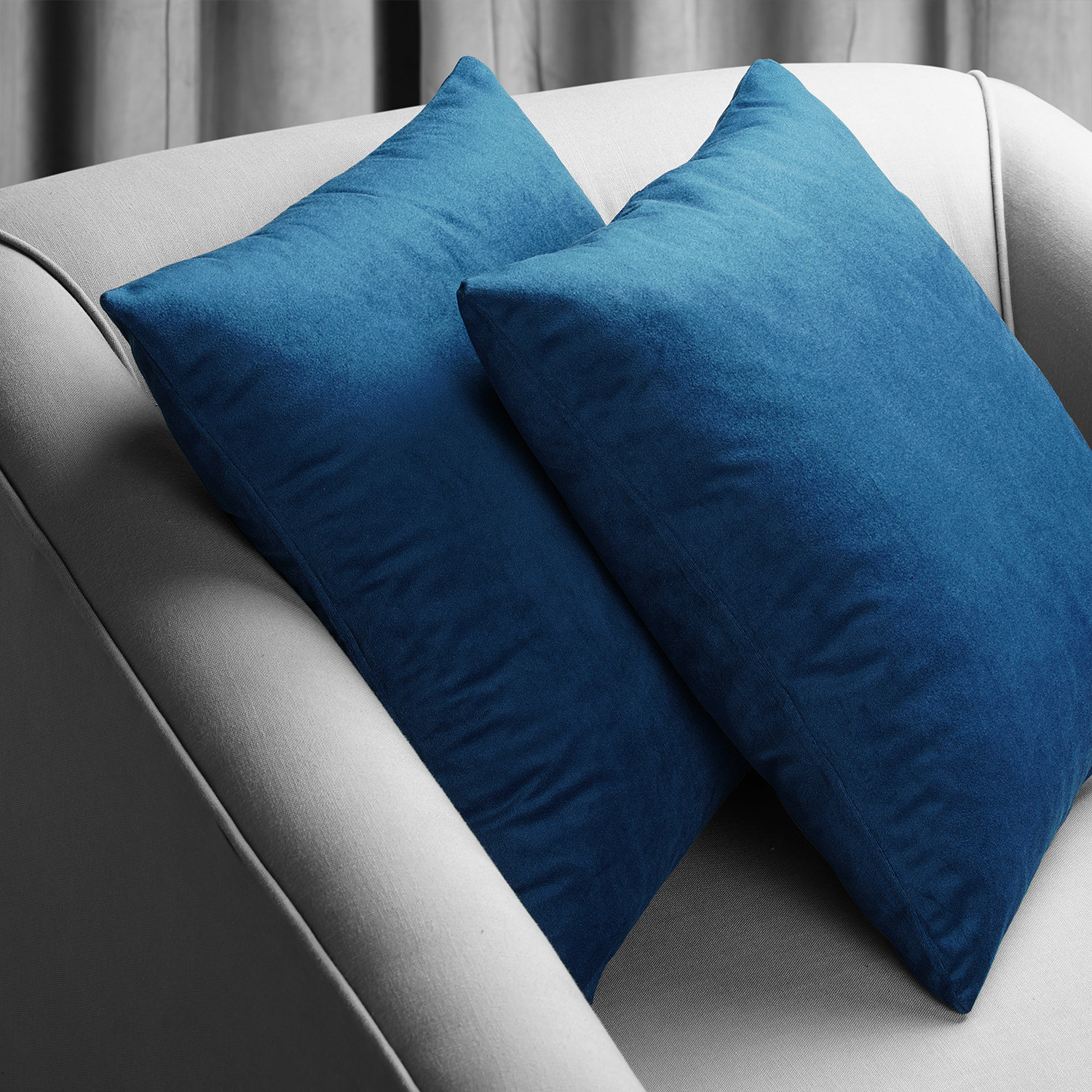 Signature Union Blue Velvet Cushion Cover - Pair