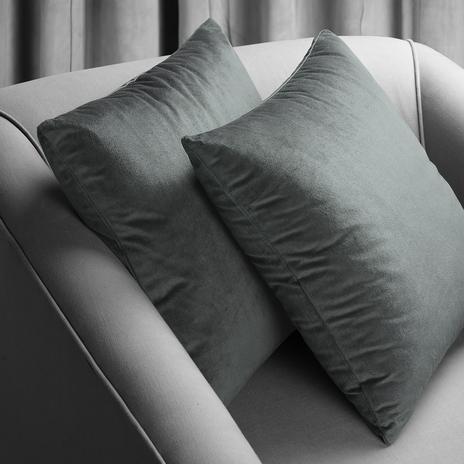 Signature Natural Grey Velvet Cushion Cover - Pair