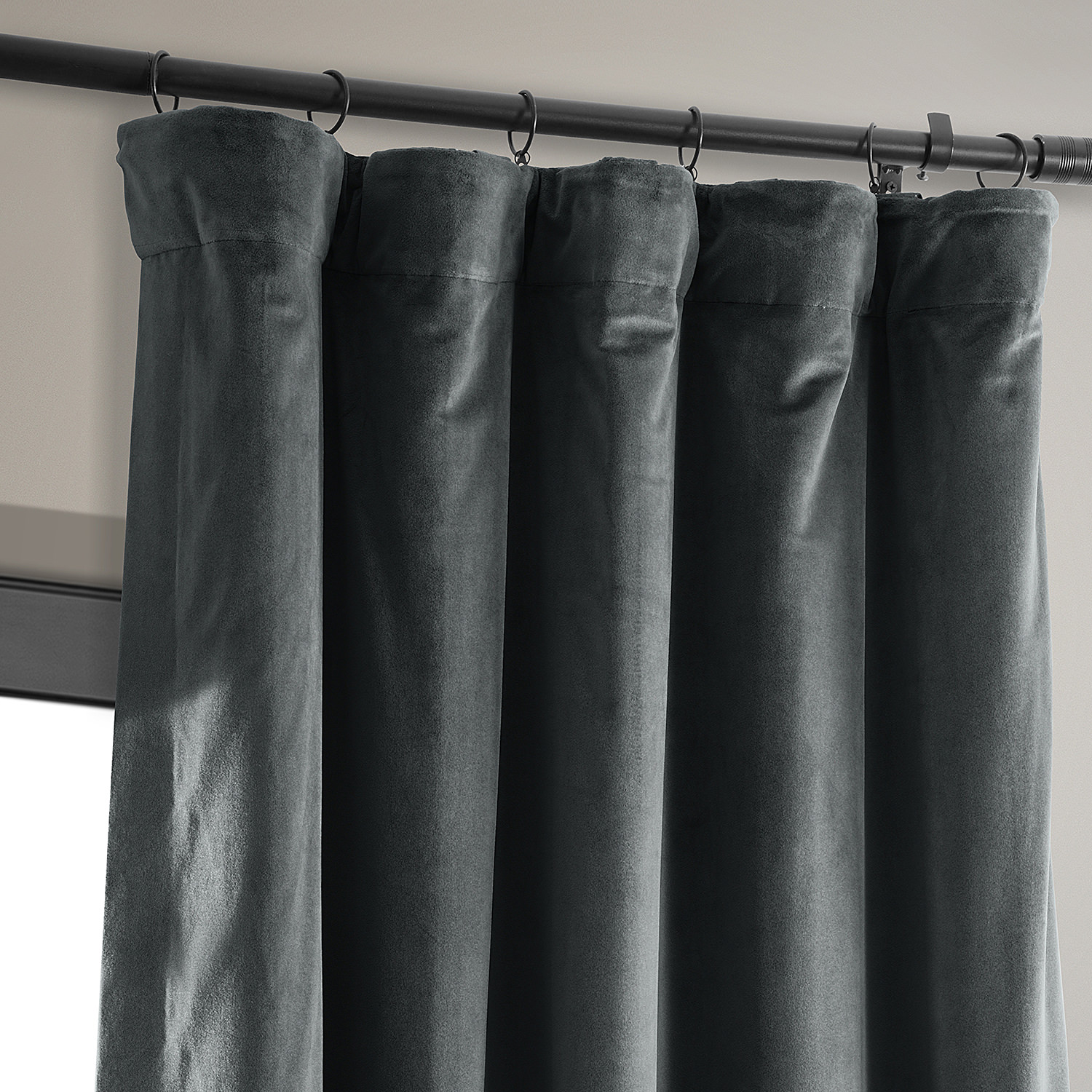 Signature Natural Grey Blackout Velvet Curtain