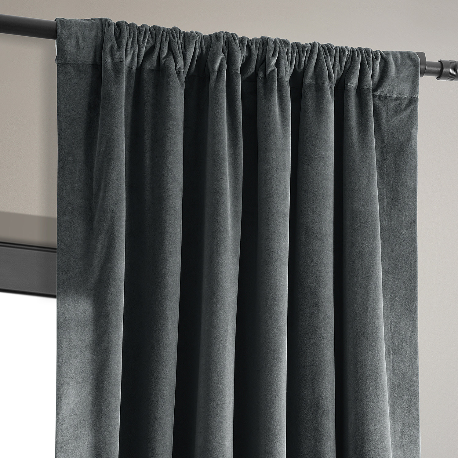 Signature Natural Grey Blackout Velvet Curtain