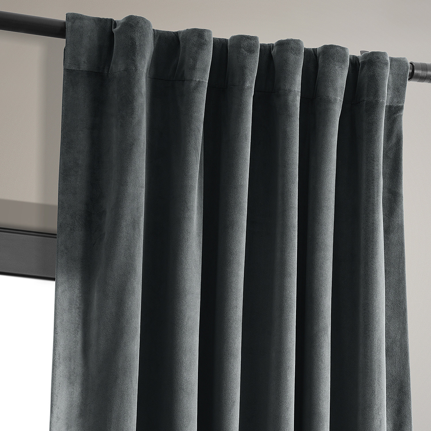 Signature Natural Grey Blackout Velvet Curtain