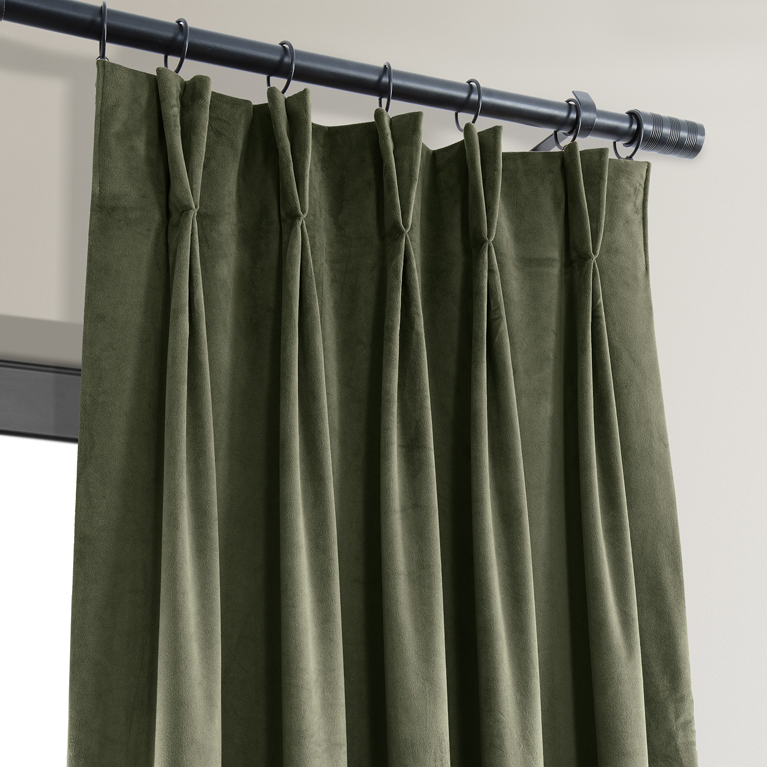 Signature Hunter Green Pleated Blackout Velvet Curtain