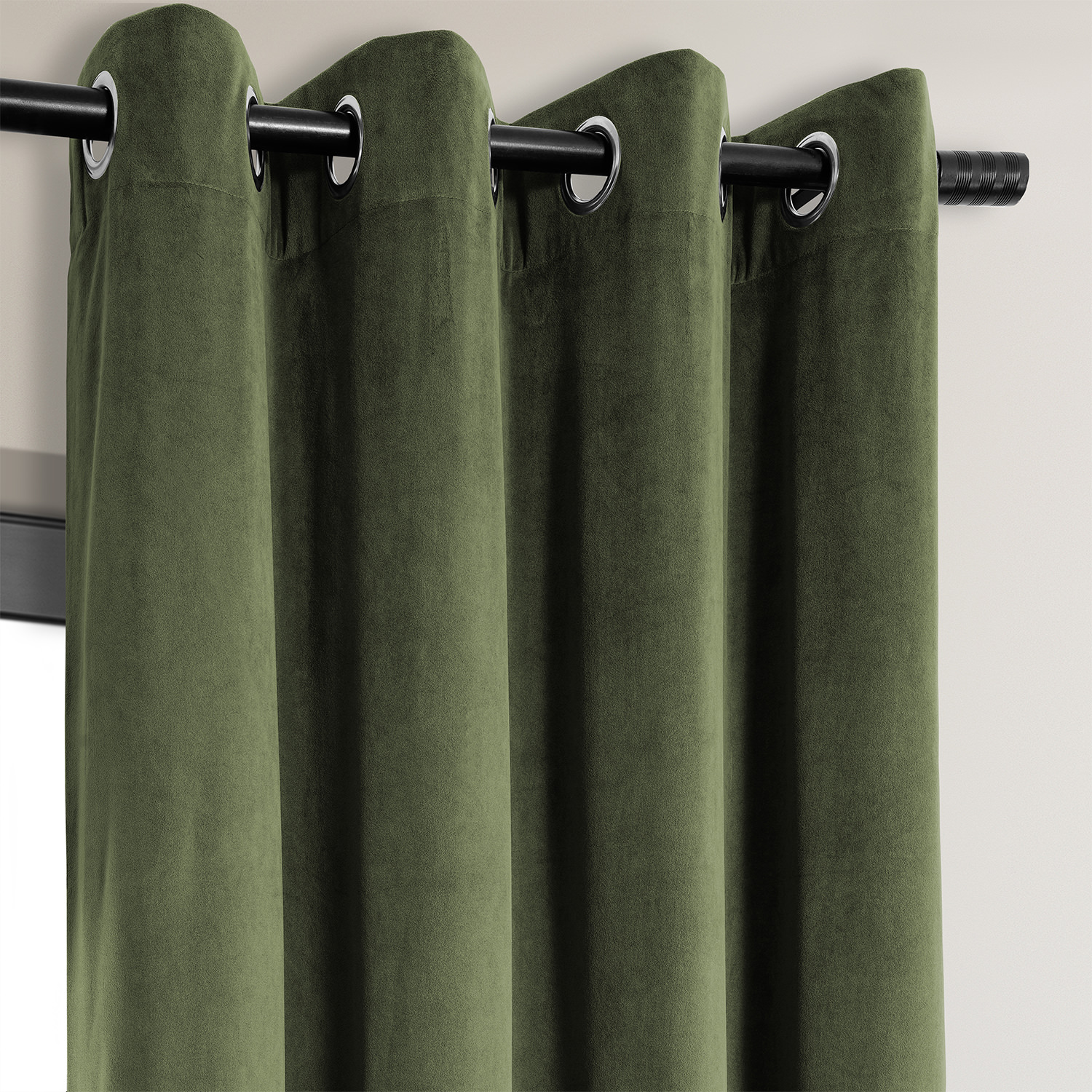 Signature Hunter Green Grommet Blackout Velvet Curtain