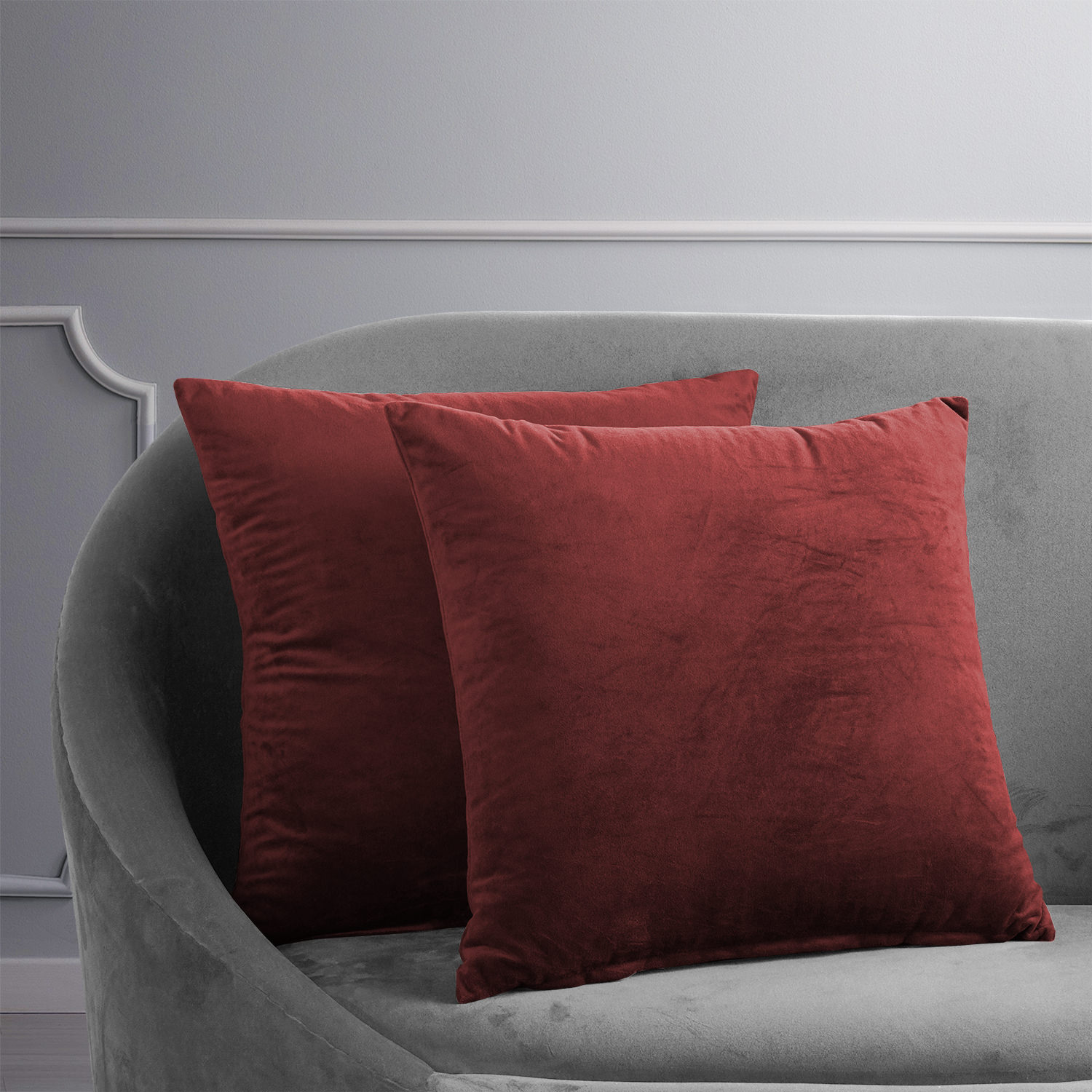 Signature Burgundy Velvet Cushion Cover - Pair