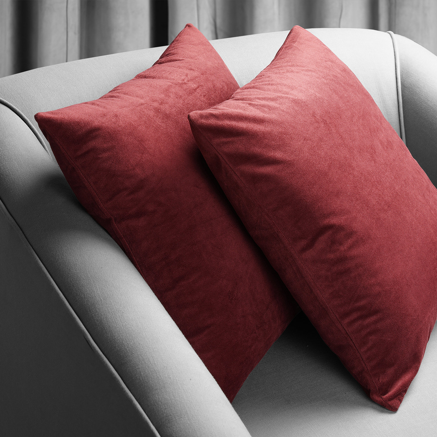 Signature Burgundy Velvet Cushion Cover - Pair