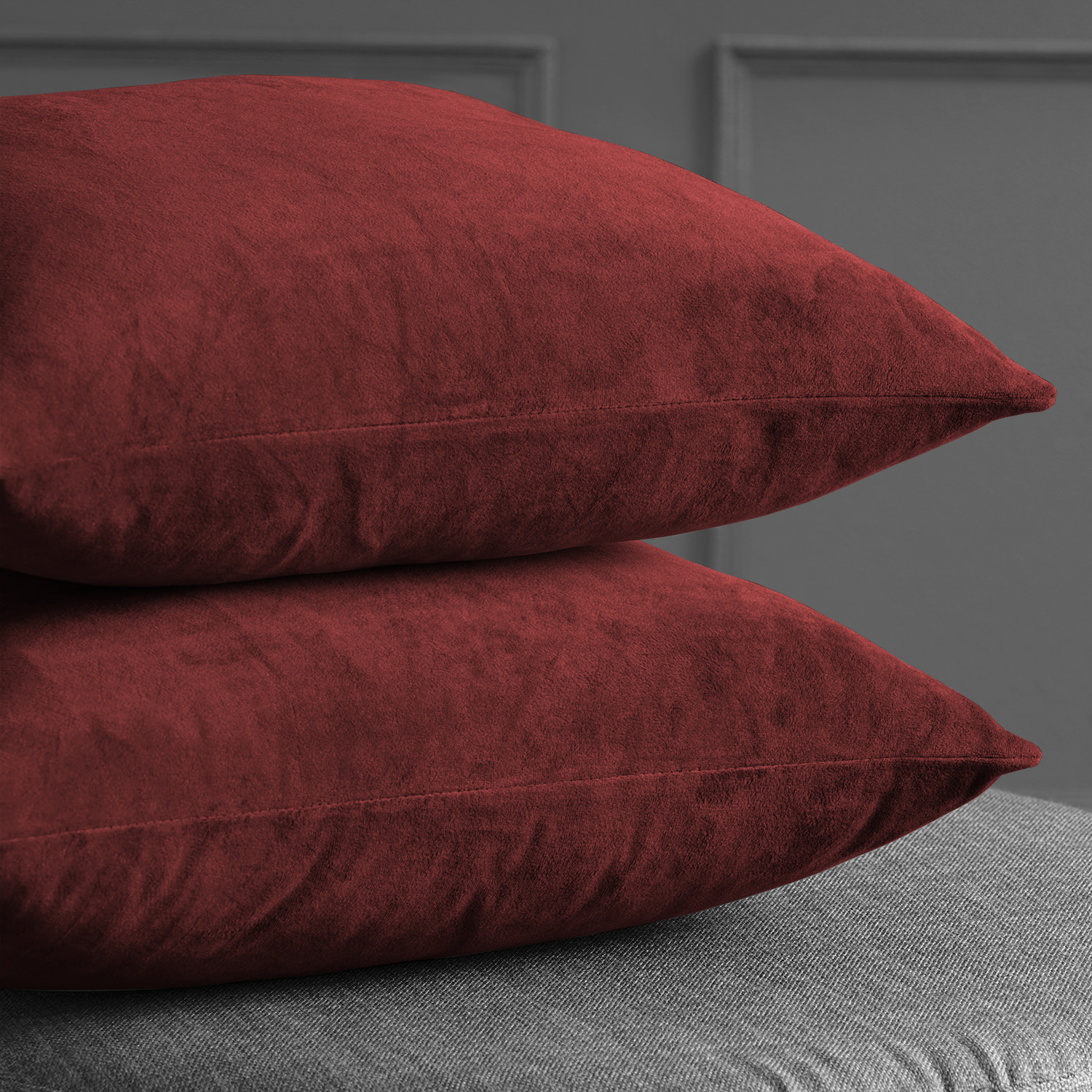 Signature Burgundy Velvet Cushion Cover - Pair