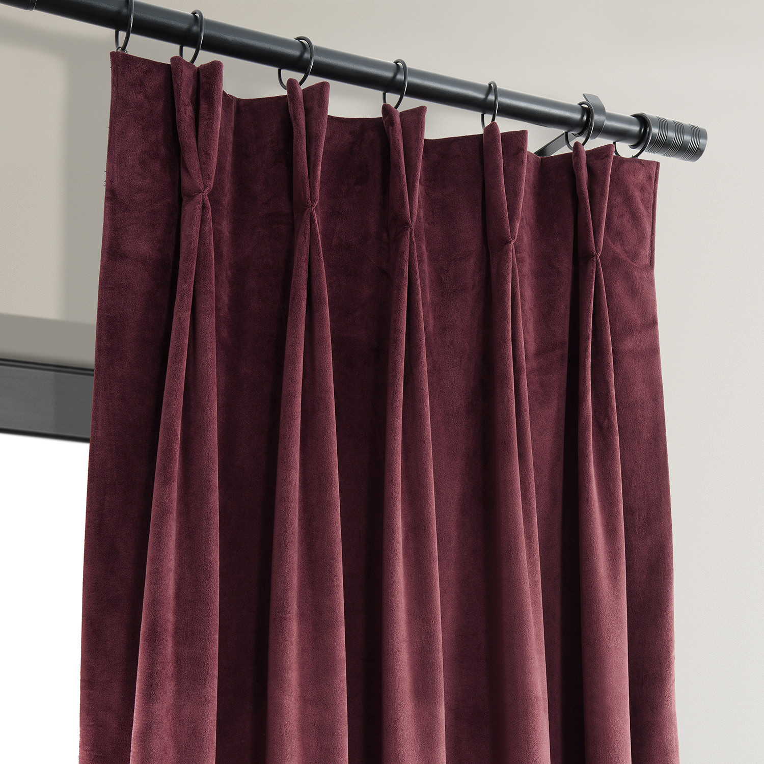 Signature Burgundy Pleated Blackout Velvet Curtain