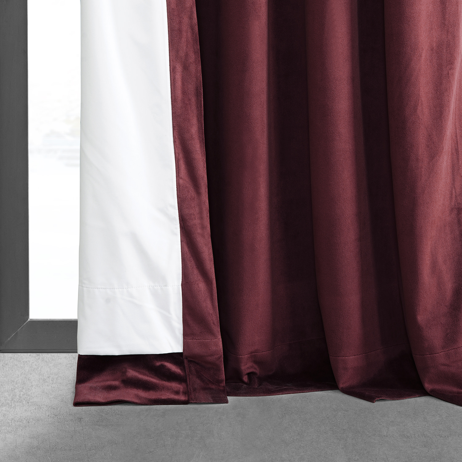 Signature Burgundy Pleated Blackout Velvet Curtain