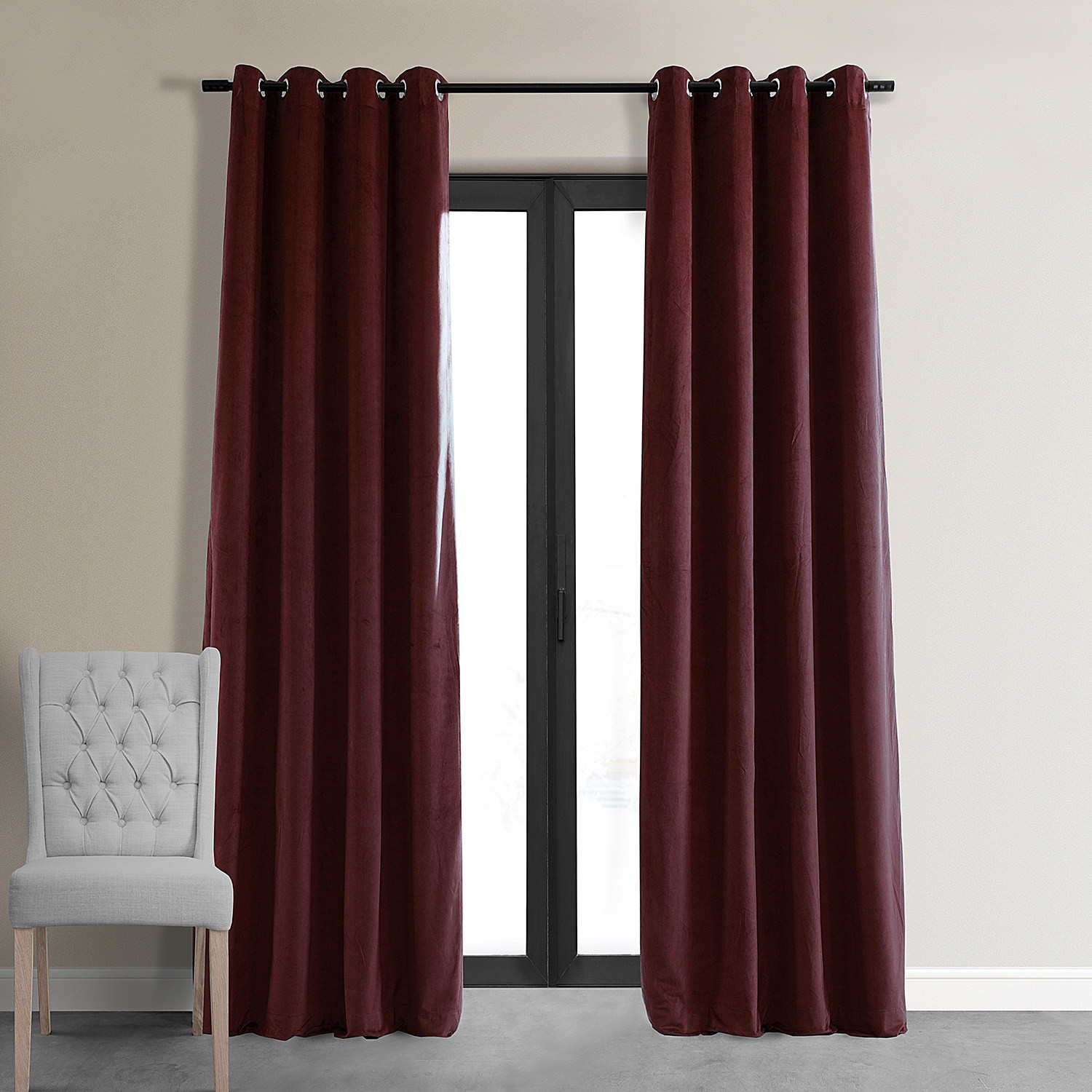 Signature Burgundy Grommet Blackout Velvet Curtain