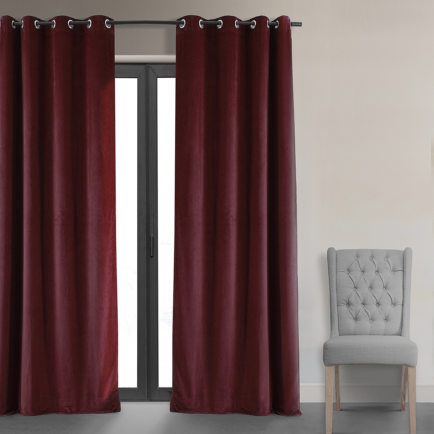 Signature Burgundy Grommet Blackout Velvet Curtain