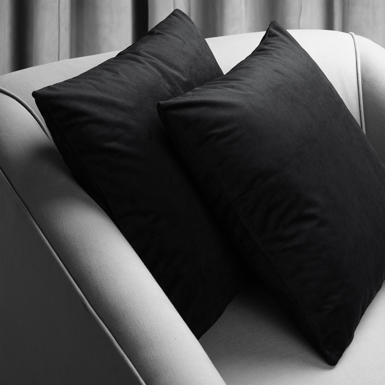 Signature Warm Black Velvet Cushion Cover - Pair