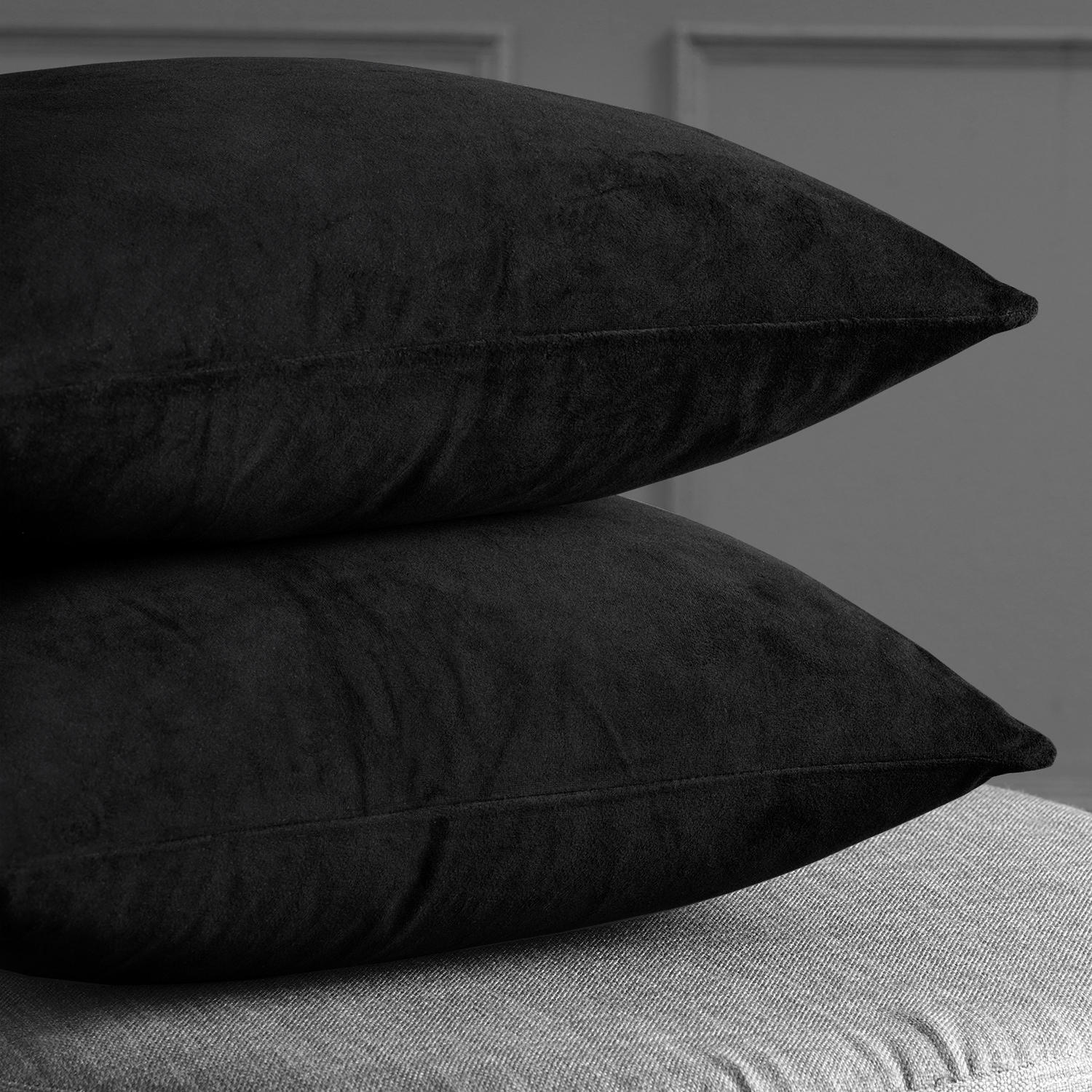 Signature Warm Black Velvet Cushion Cover - Pair