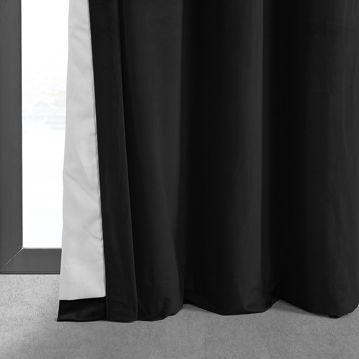 Signature Warm Black Grommet Blackout Velvet Curtain