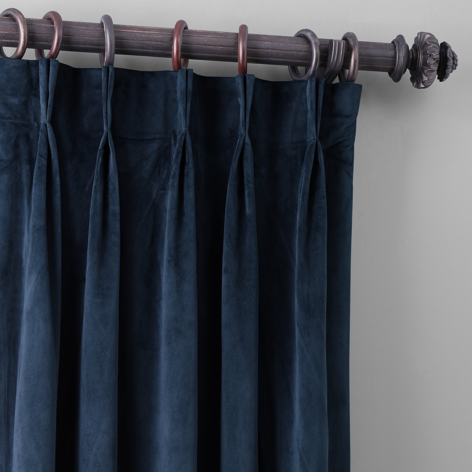 Signature Midnight Blue Pleated Blackout Velvet Curtain