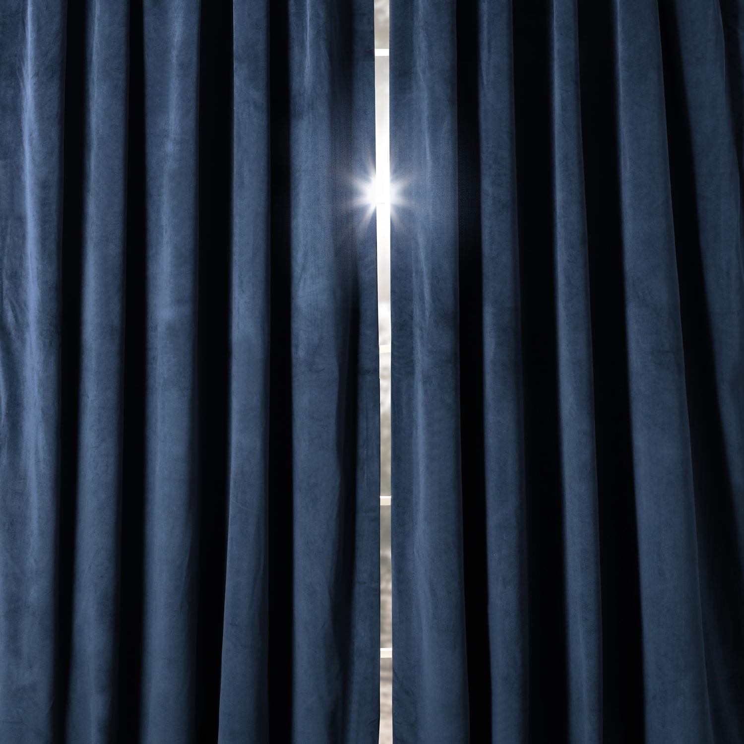 Signature Midnight Blue Pleated Blackout Velvet Curtain