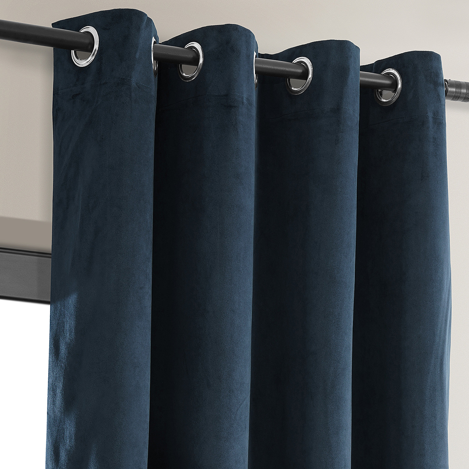 Signature Midnight Blue Grommet Blackout Velvet Curtain