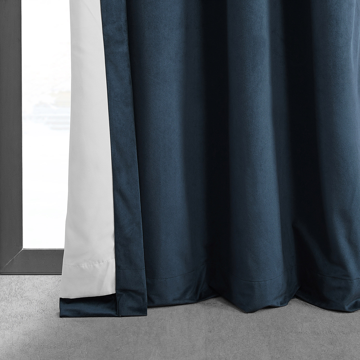 Signature Midnight Blue Grommet Blackout Velvet Curtain