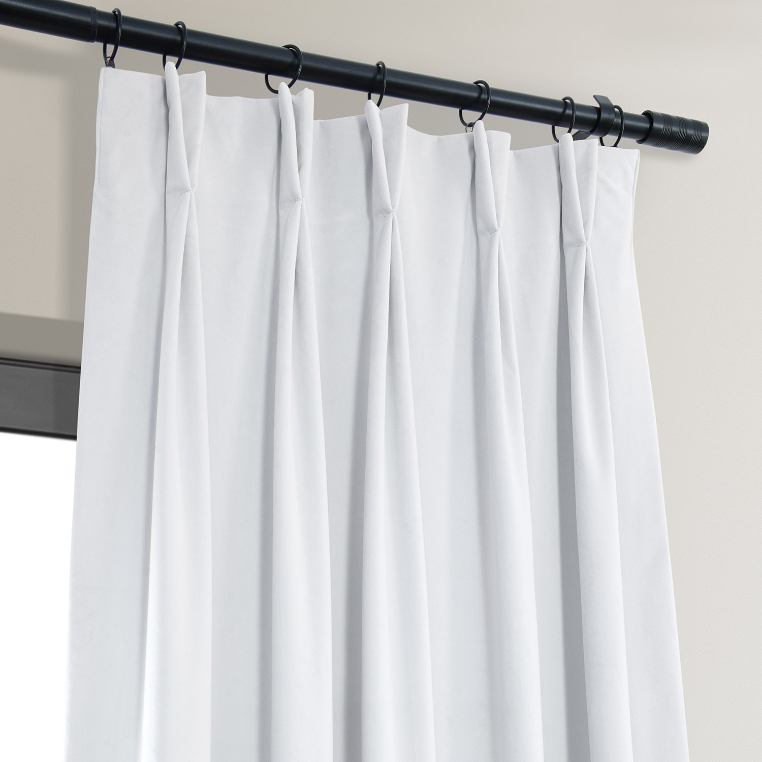 Signature Primary White Pleated Blackout Velvet Curtain