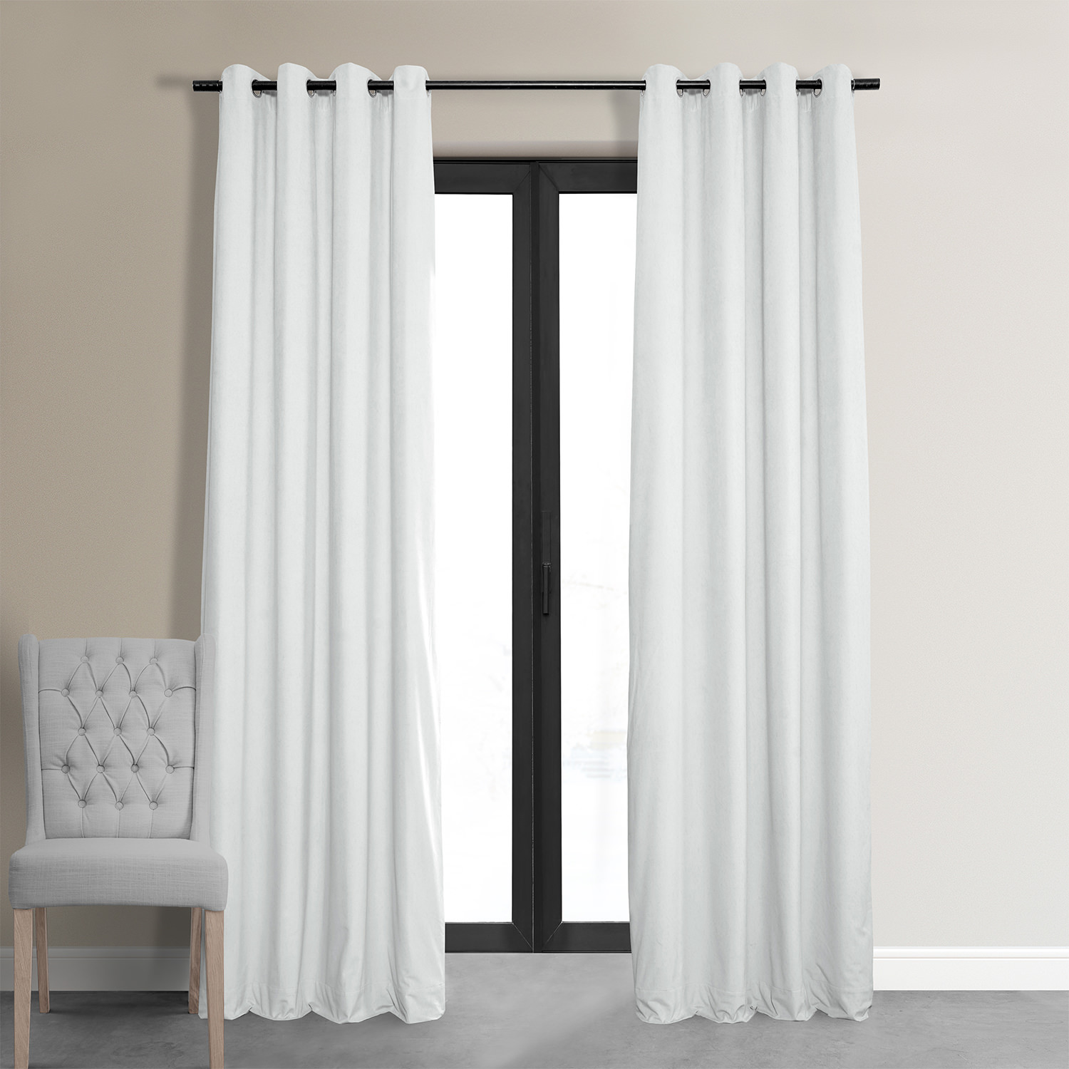 Signature Primary White Grommet Blackout Velvet Curtain