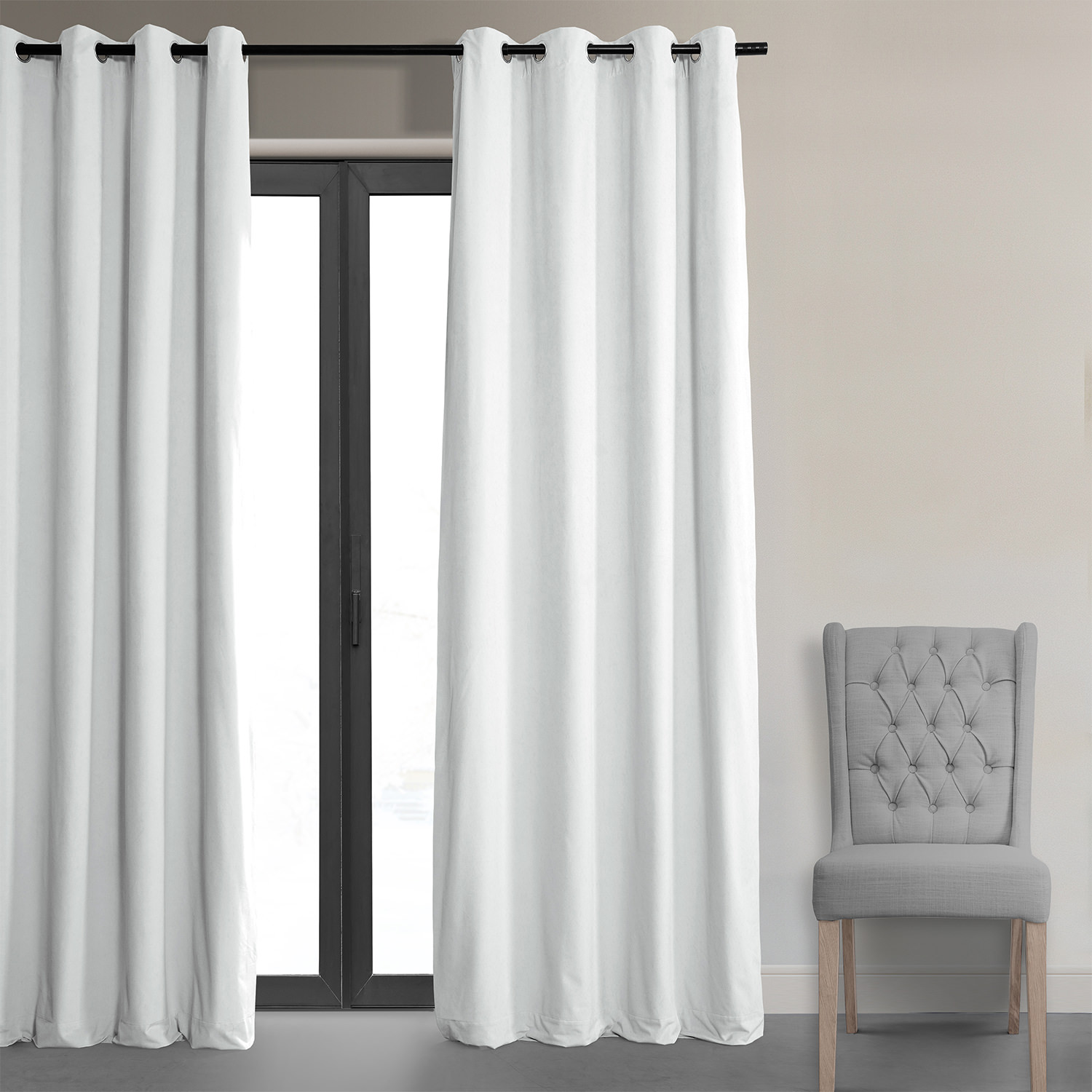 Signature Primary White Grommet Blackout Velvet Curtain