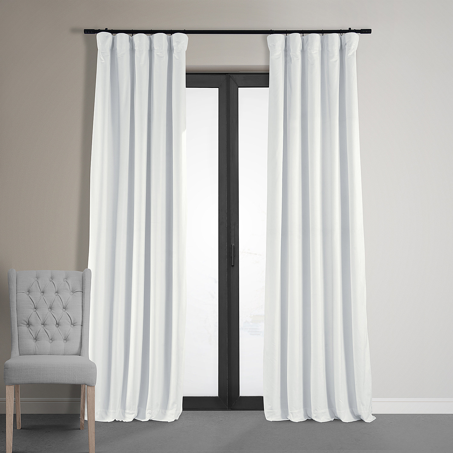 Signature Primary White Blackout Velvet Curtain