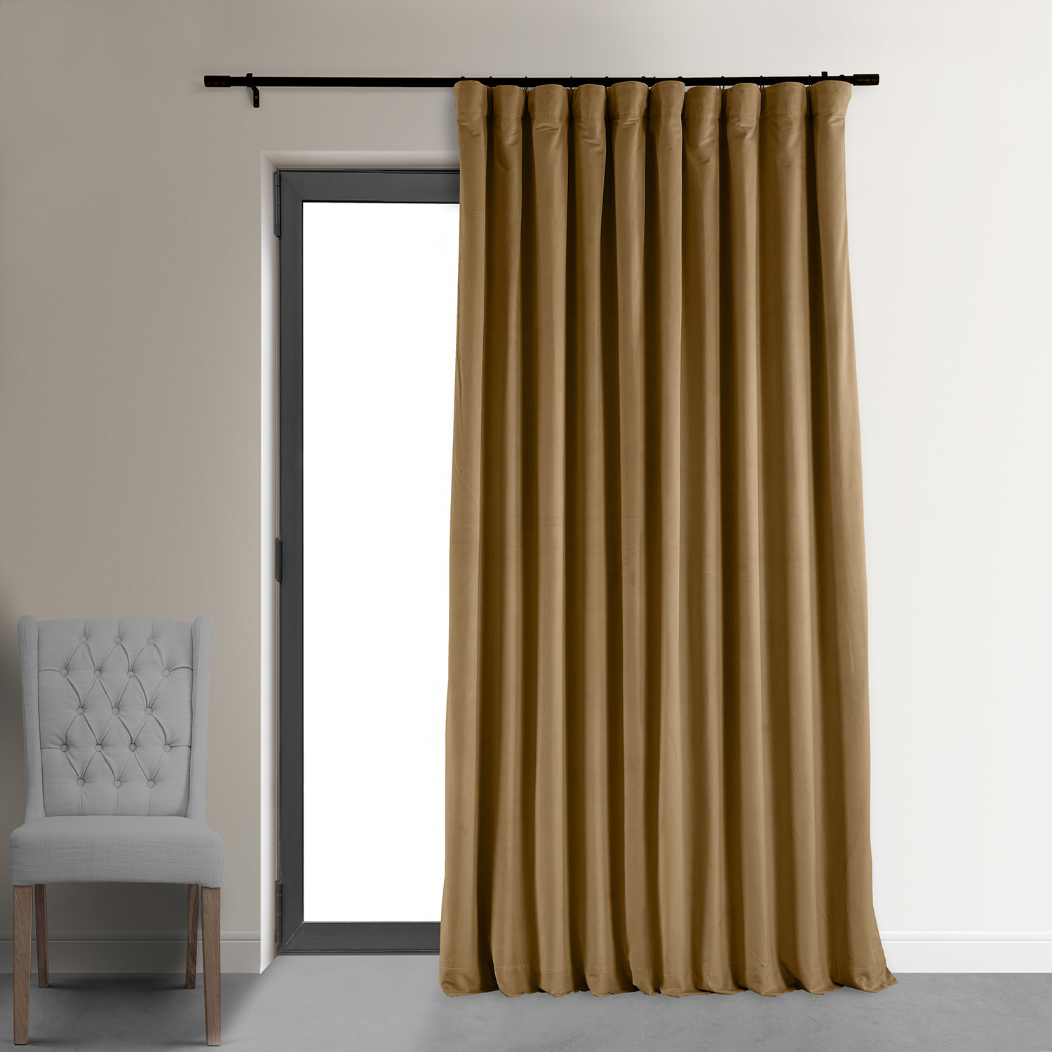 Signature Amber Gold Extra Wide Velvet Blackout Pole Pocket Curtain