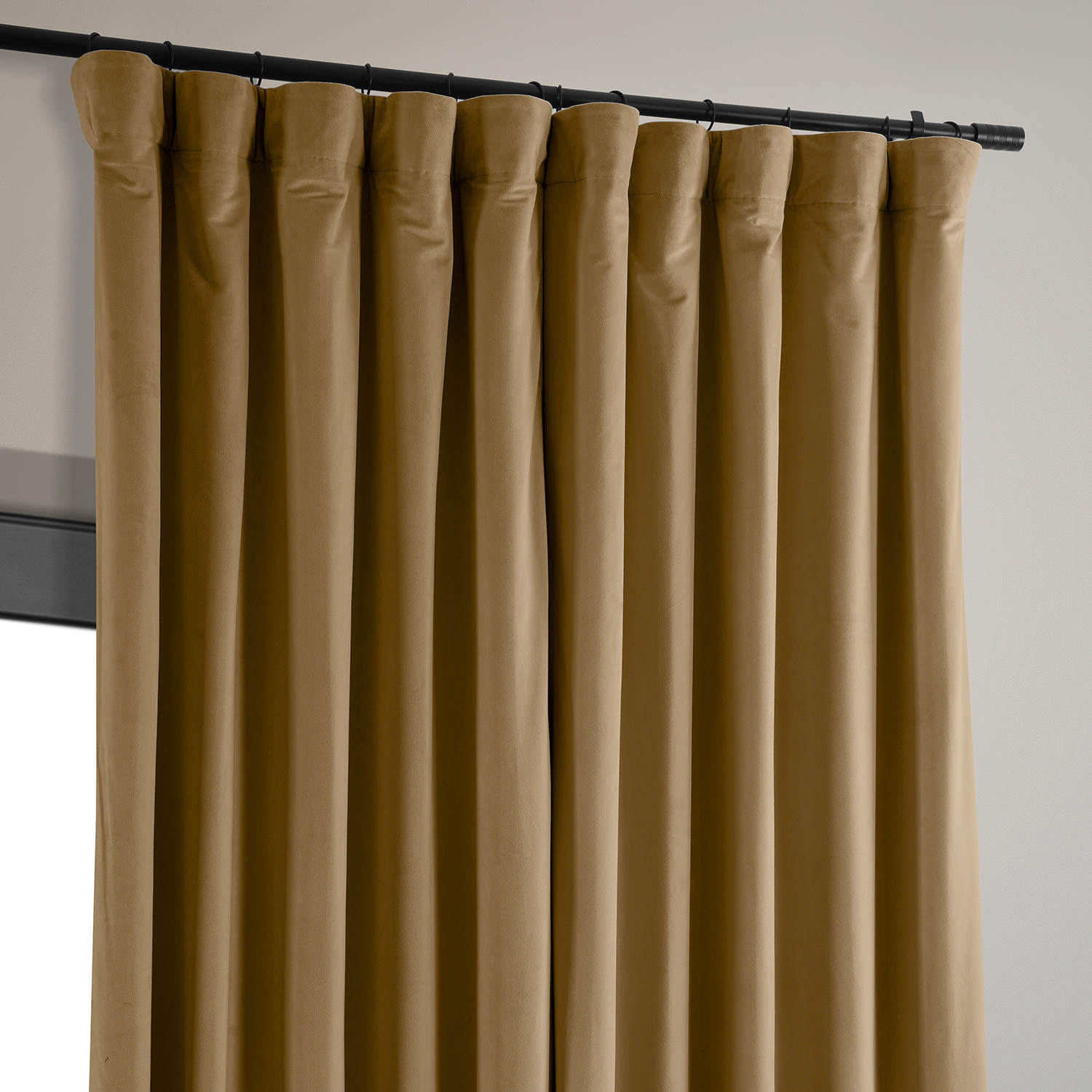 Signature Amber Gold Extra Wide Velvet Blackout Pole Pocket Curtain