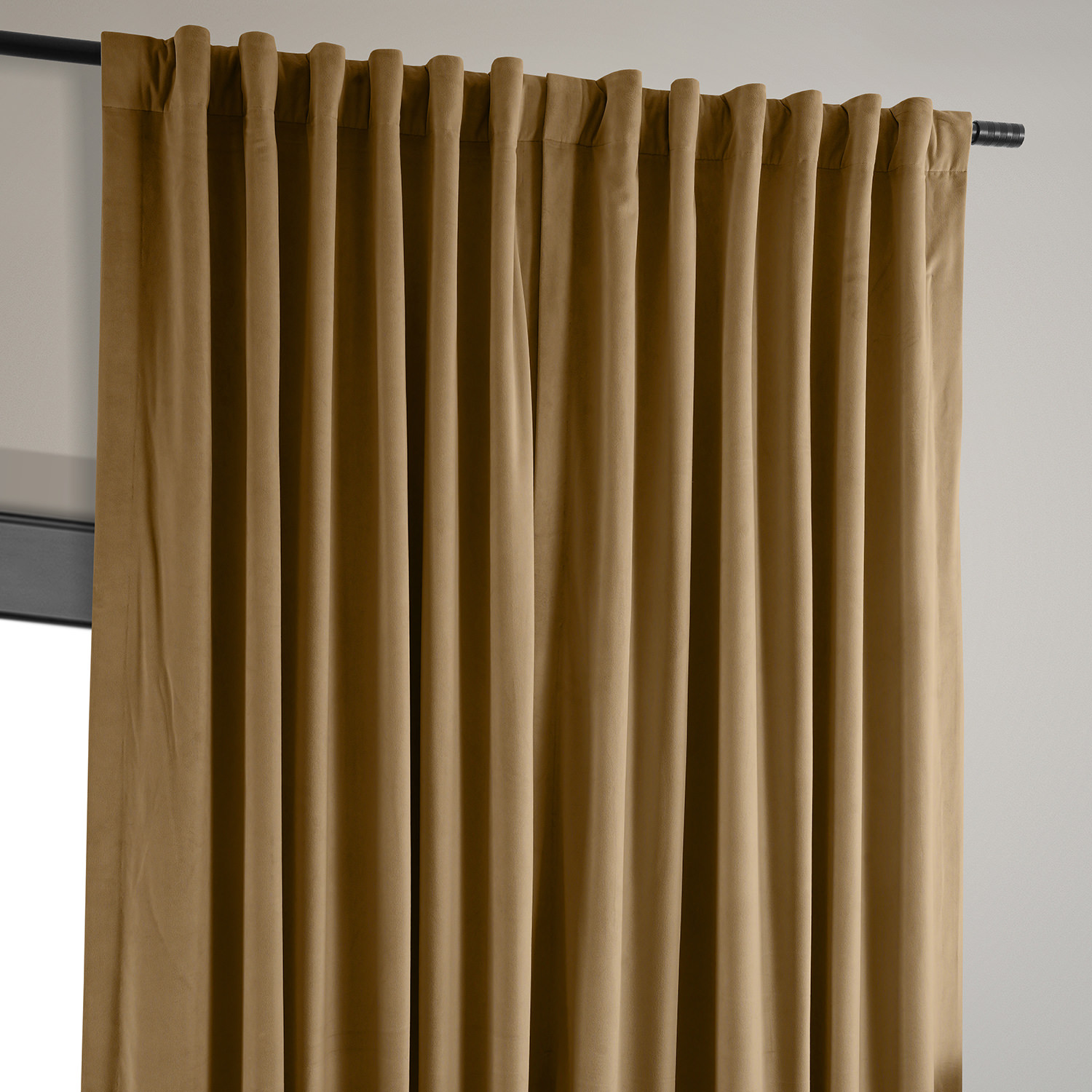 Signature Amber Gold Extra Wide Velvet Blackout Pole Pocket Curtain