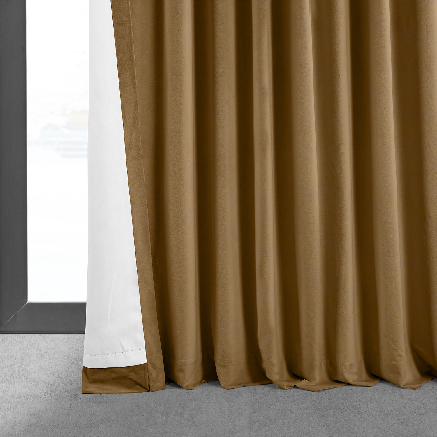 Signature Amber Gold Extra Wide Velvet Blackout Pole Pocket Curtain