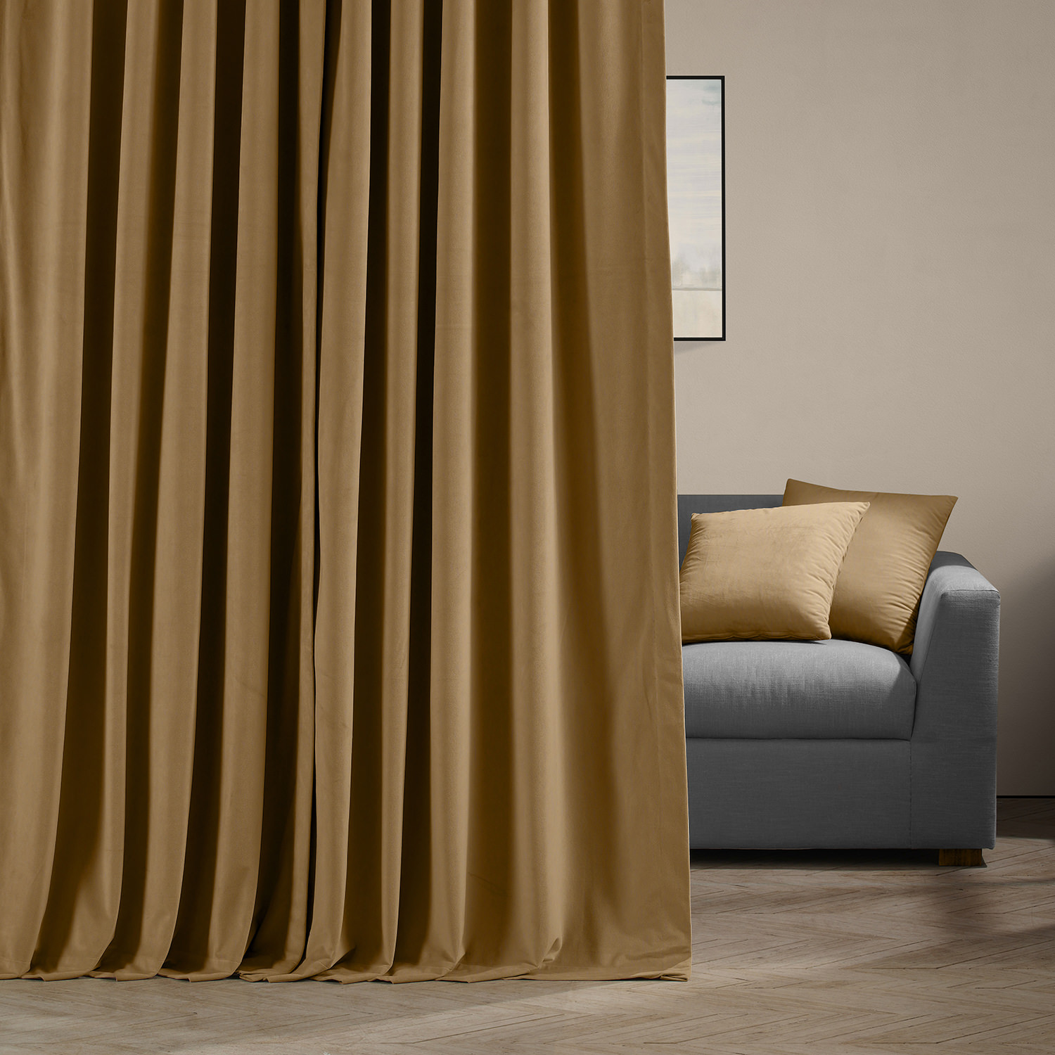 Signature Amber Gold Extra Wide Velvet Blackout Pole Pocket Curtain