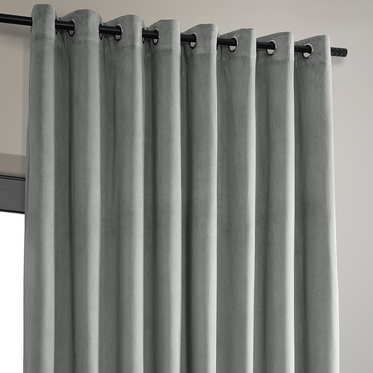 Signature Silver Grey Extra Wide Grommet Blackout Velvet Curtain