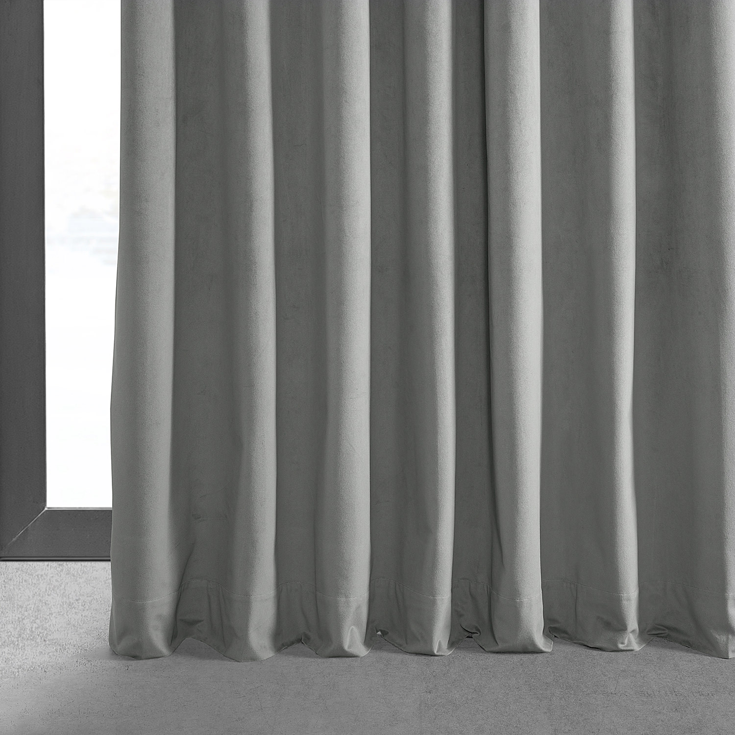 Signature Silver Grey Extra Wide Grommet Blackout Velvet Curtain