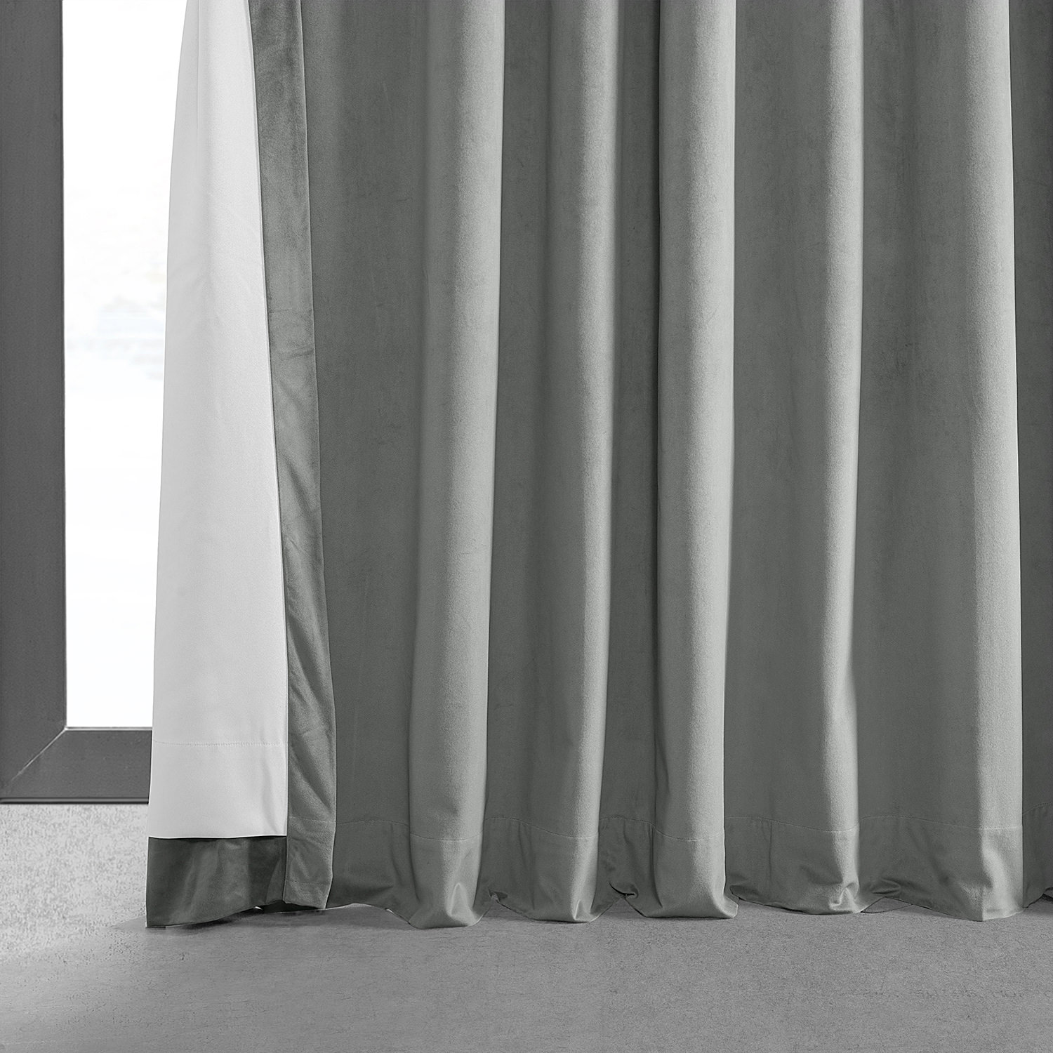 Signature Silver Grey Extra Wide Grommet Blackout Velvet Curtain