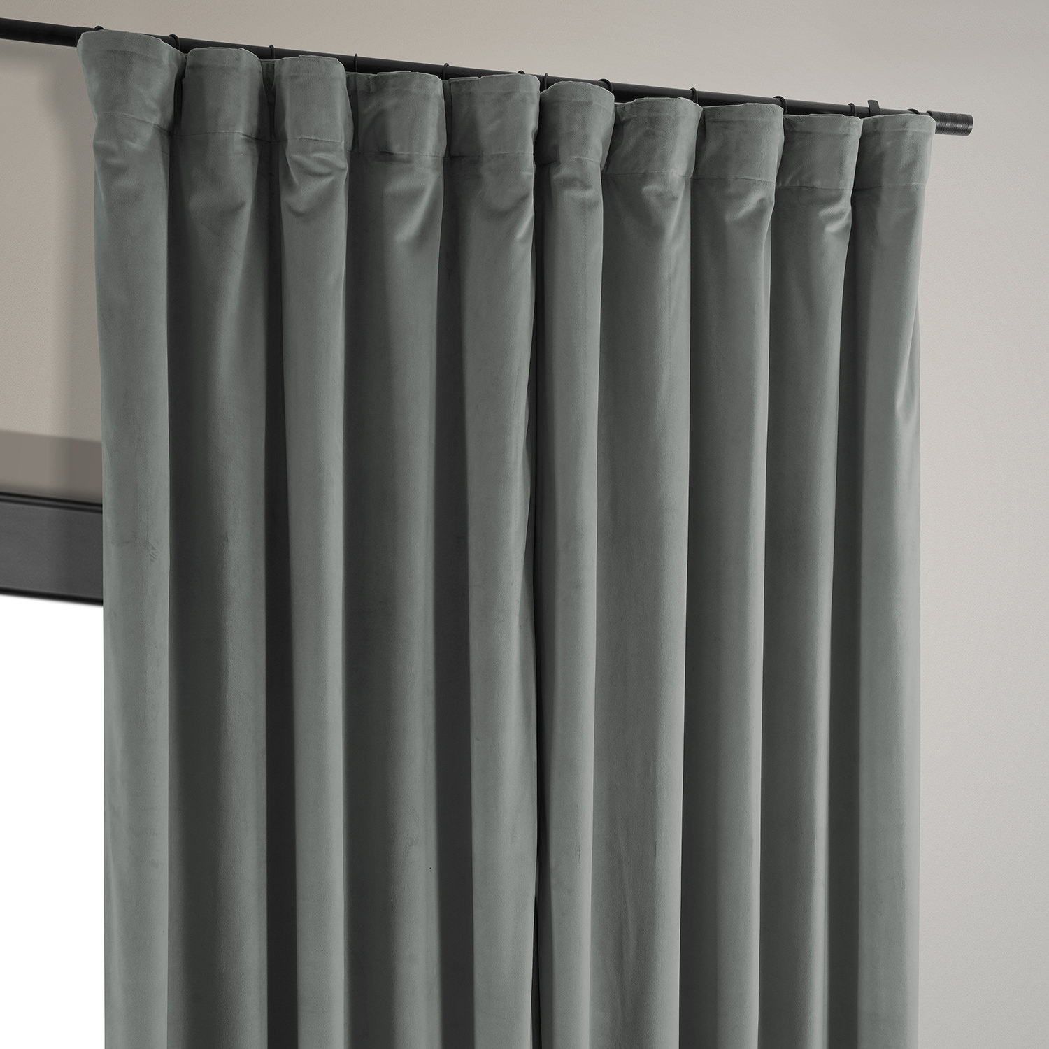 Signature Silver Grey Extra Wide Velvet Blackout Pole Pocket Curtains